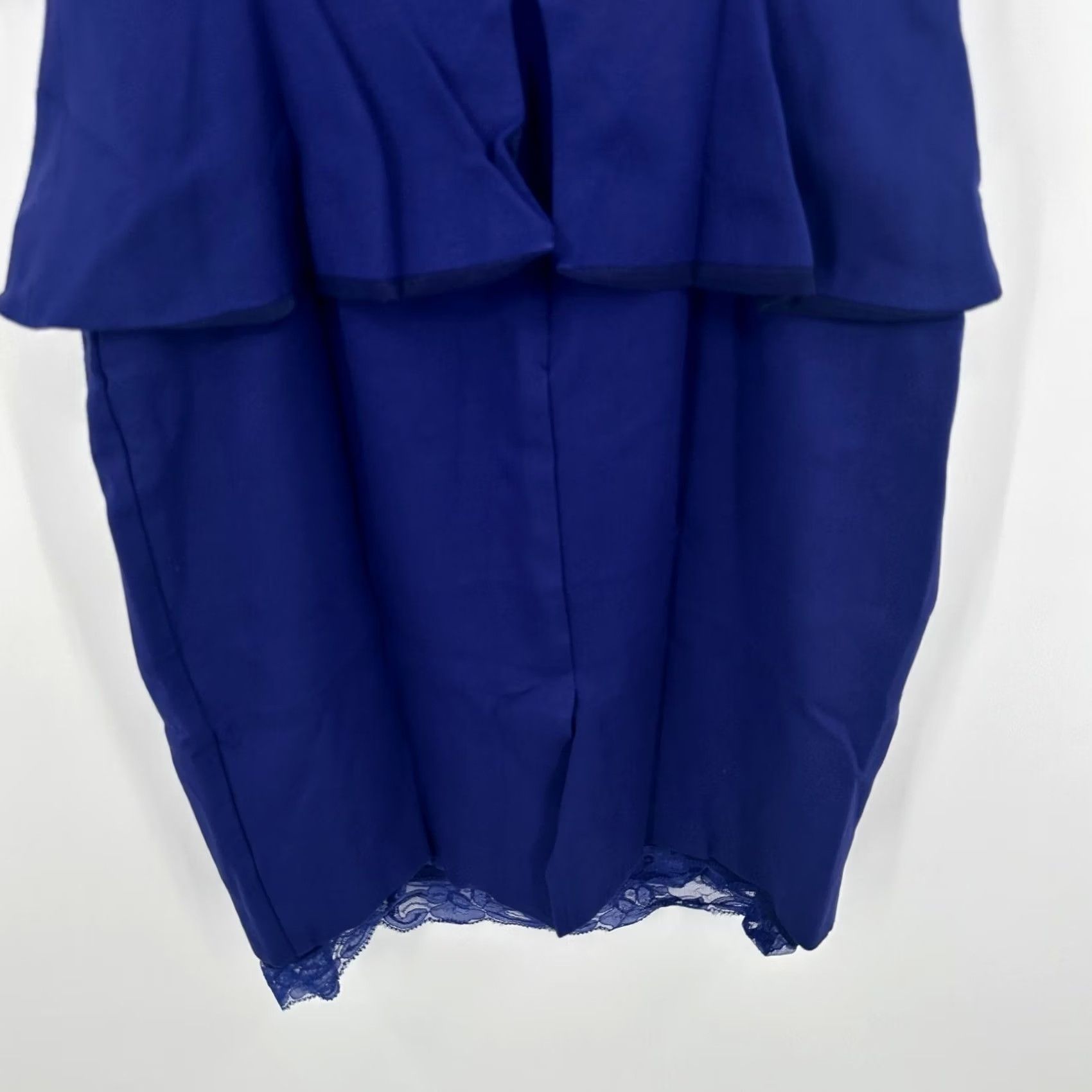 Trina Turk VINTAGE Trina Turk Dress Women Short Sleeve Sheath Lace Hem Peplum Size 6 Blue Size 28" / US 6 / IT 42 - 6 Thumbnail