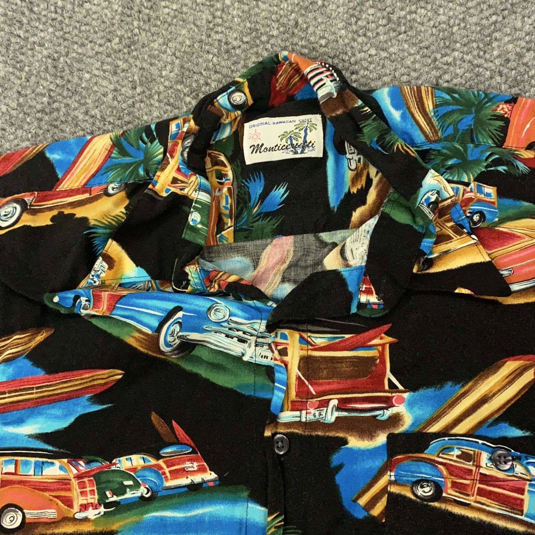 Chemise Hawaïenne Monticerutti – Taille XL – Motif Arbres – Vintage