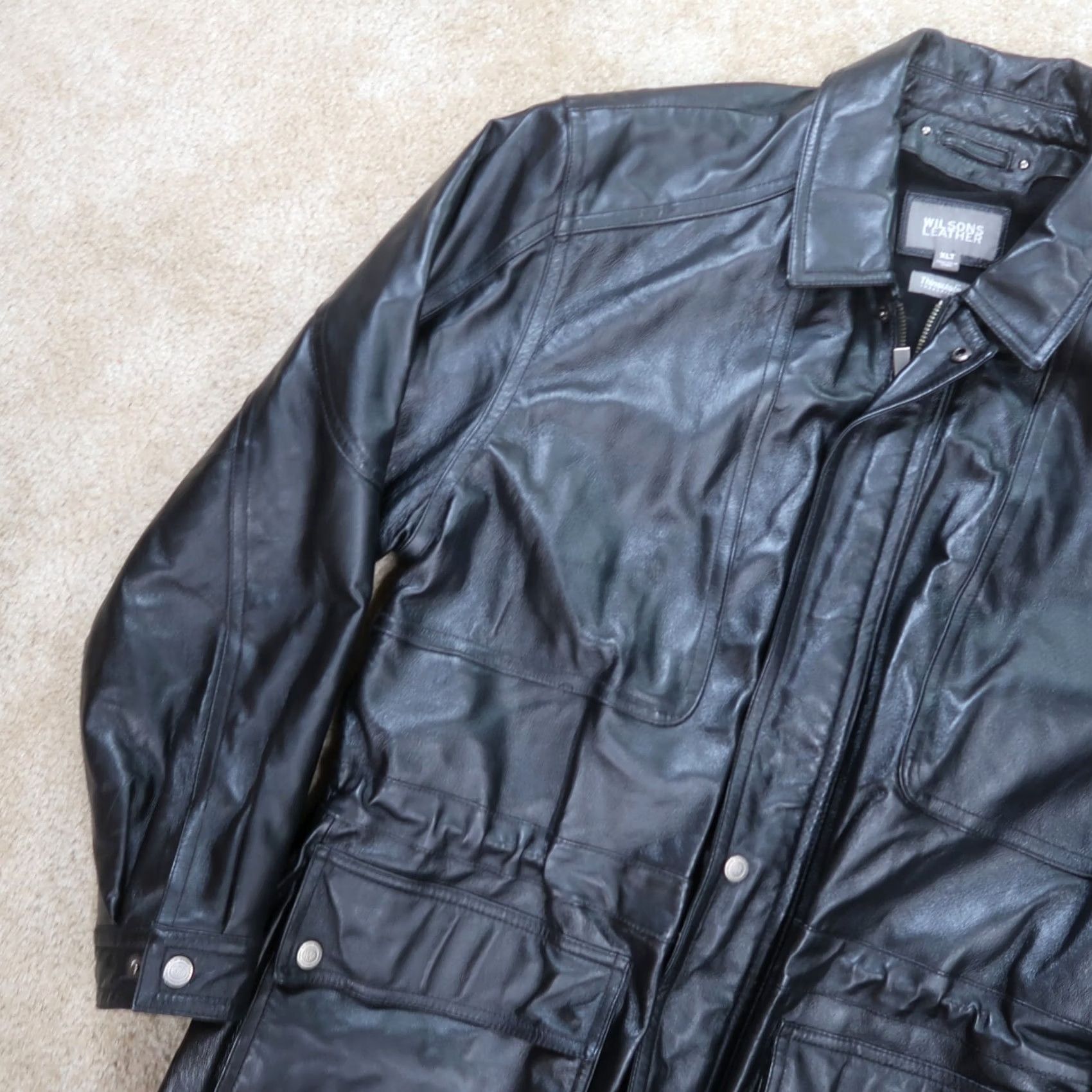 Vintage VINTAGE Wilsons Black Leather Jacket Men's XLT Full Zip Insulated Coat Size US XL / EU 56 / 4 - 3 Thumbnail