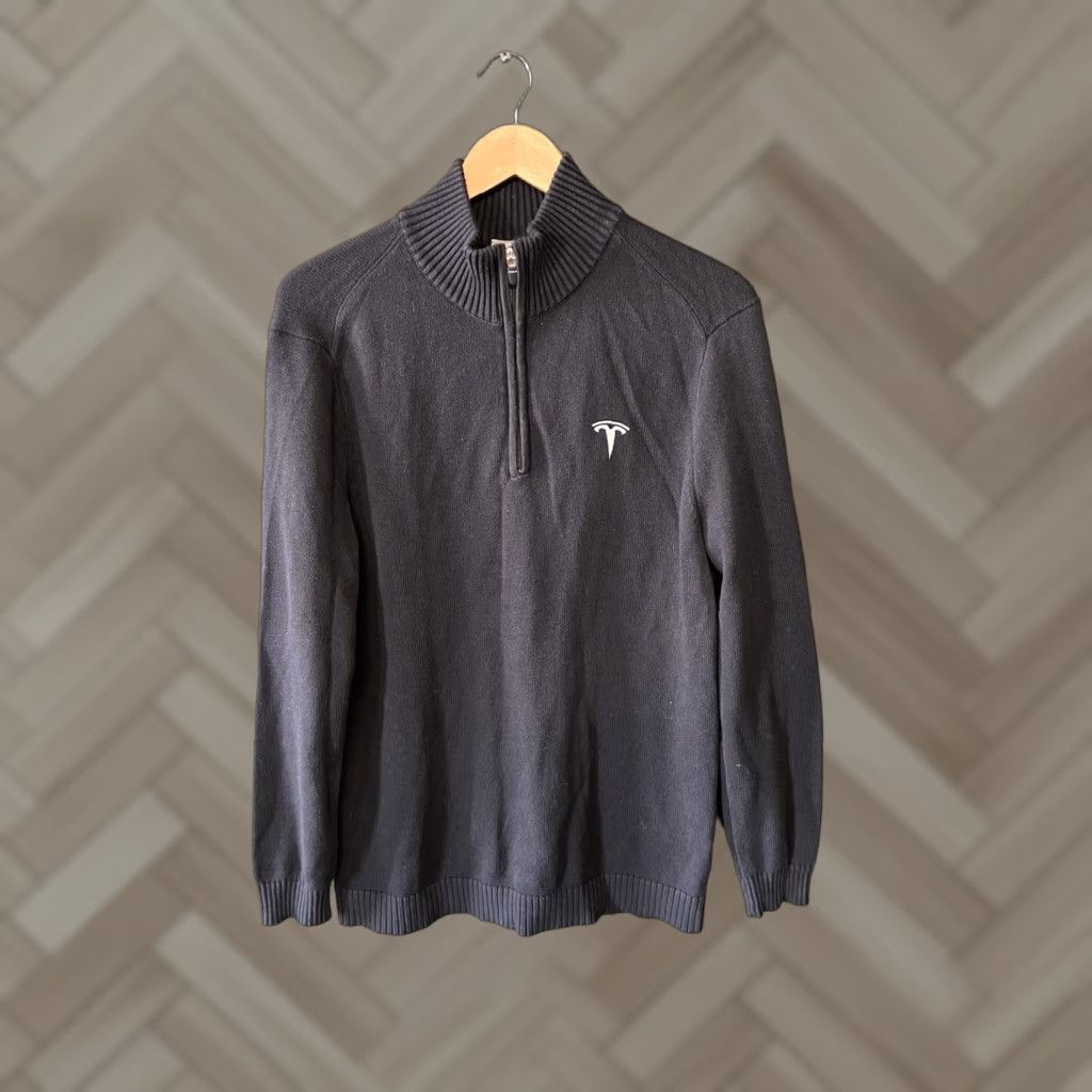 Vintage Tesla Mens Black Knit 1/4 Zip Pullover Sweatshirt M Medium Black Knit 1/4 Zip Mens Pullover Sweatshirt Tesla Mens Size US M / EU 48-50 / 2 - 1 Thumbnail