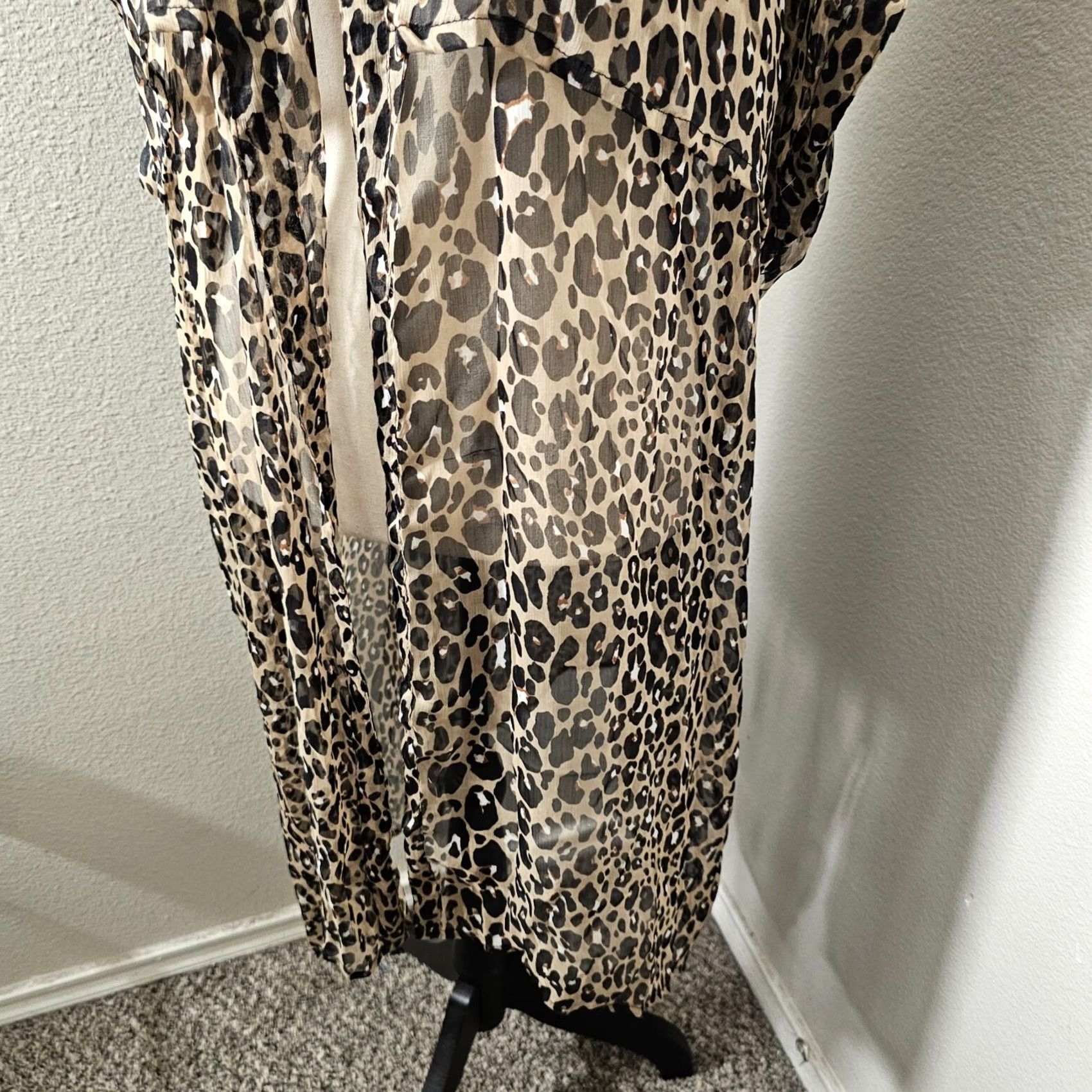 Steve Madden Steve Madden Cardigan Sweater Wool Knit Leopard Cheetah Women’s OSFM Kimono Sleeve Open Neck Multicolor Size ONE SIZE - 4 Thumbnail