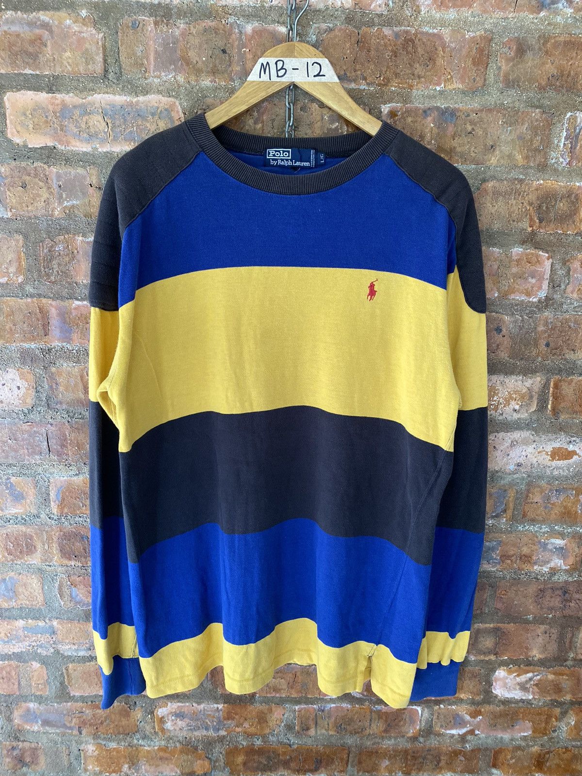 Polo Ralph Lauren 1980s Polo Ralph Lauren Stripe padded shoulder Long Sleeve Size US XL / EU 56 / 4 - 2 Thumbnail