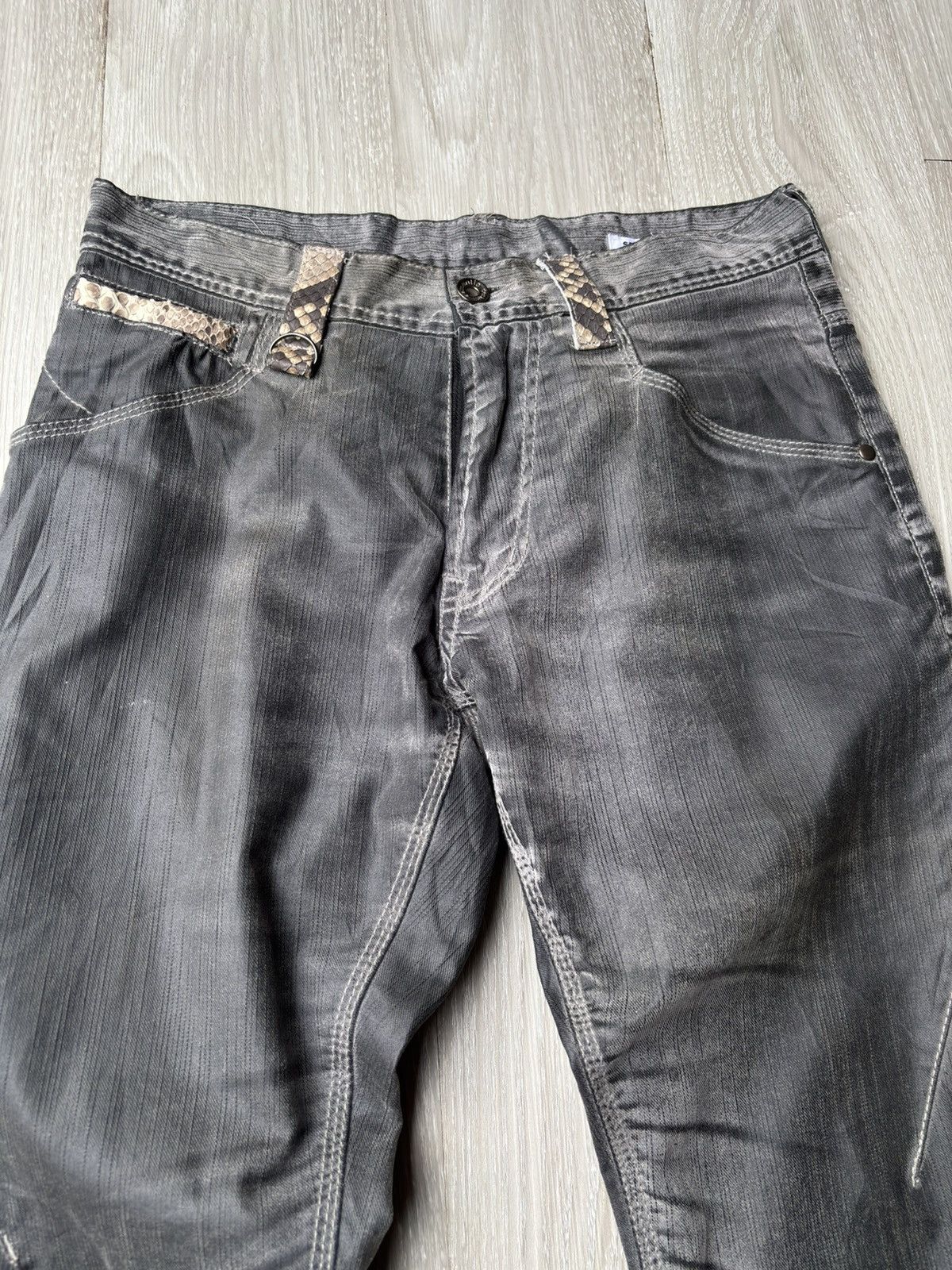 Japanese Brand SEMANTIC DESIGN waxed lace-up flare jeans Size US 27 - 2 Thumbnail
