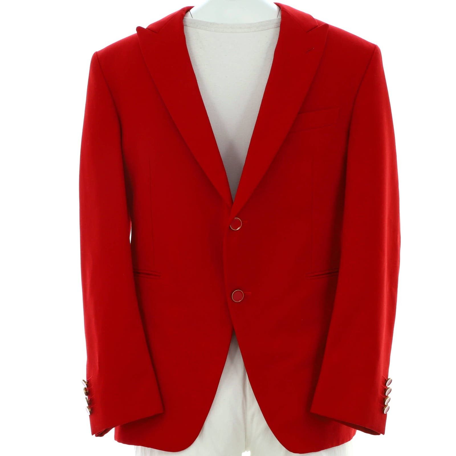 image of Louis Vuitton Men's Single Breasted Blazer Polyester With Wool None in Red (Size XL)