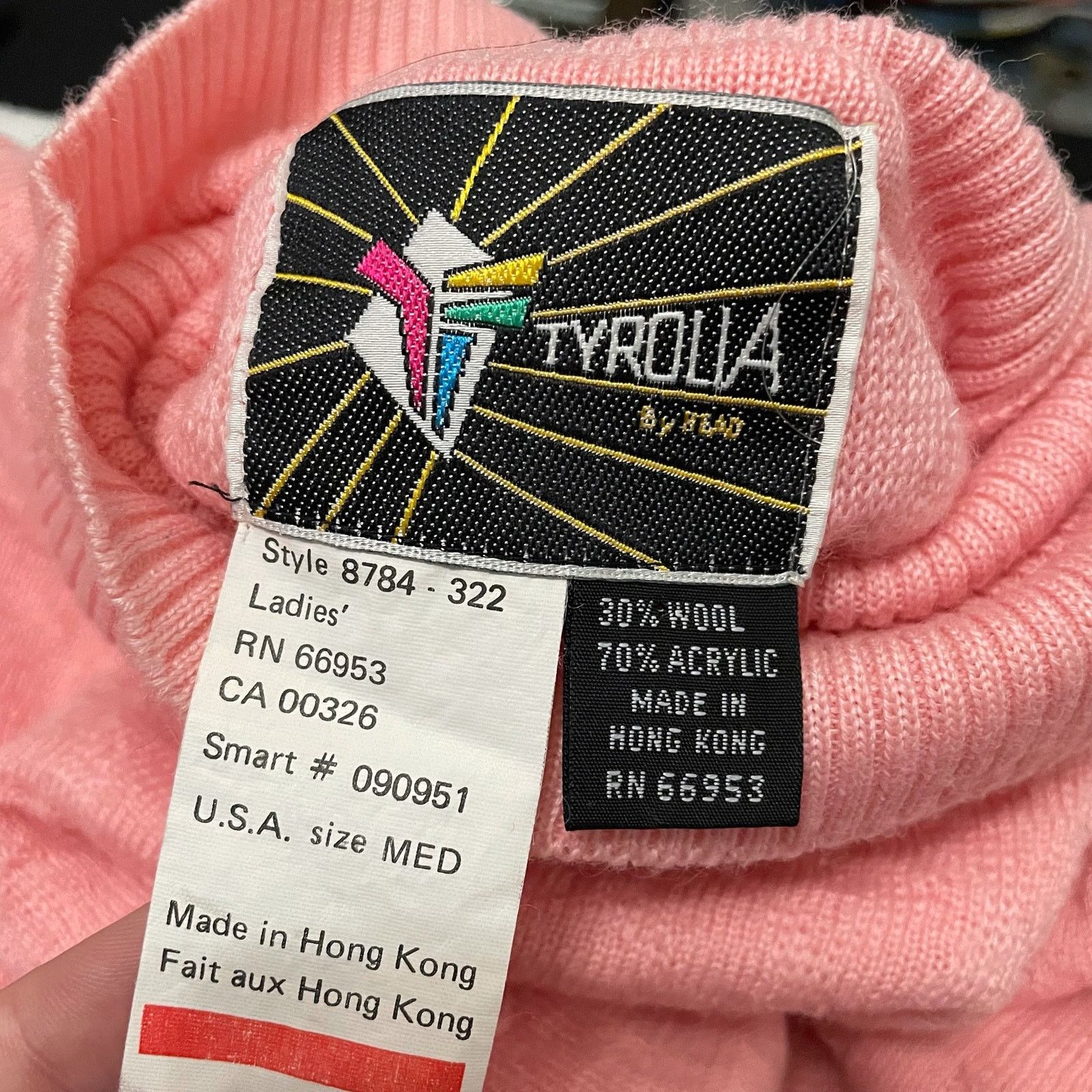 Vintage Tyrolia Textured Knit Turtleneck Sweater Baby Pink Medium Size M / US 6-8 / IT 42-44 - 2 Thumbnail