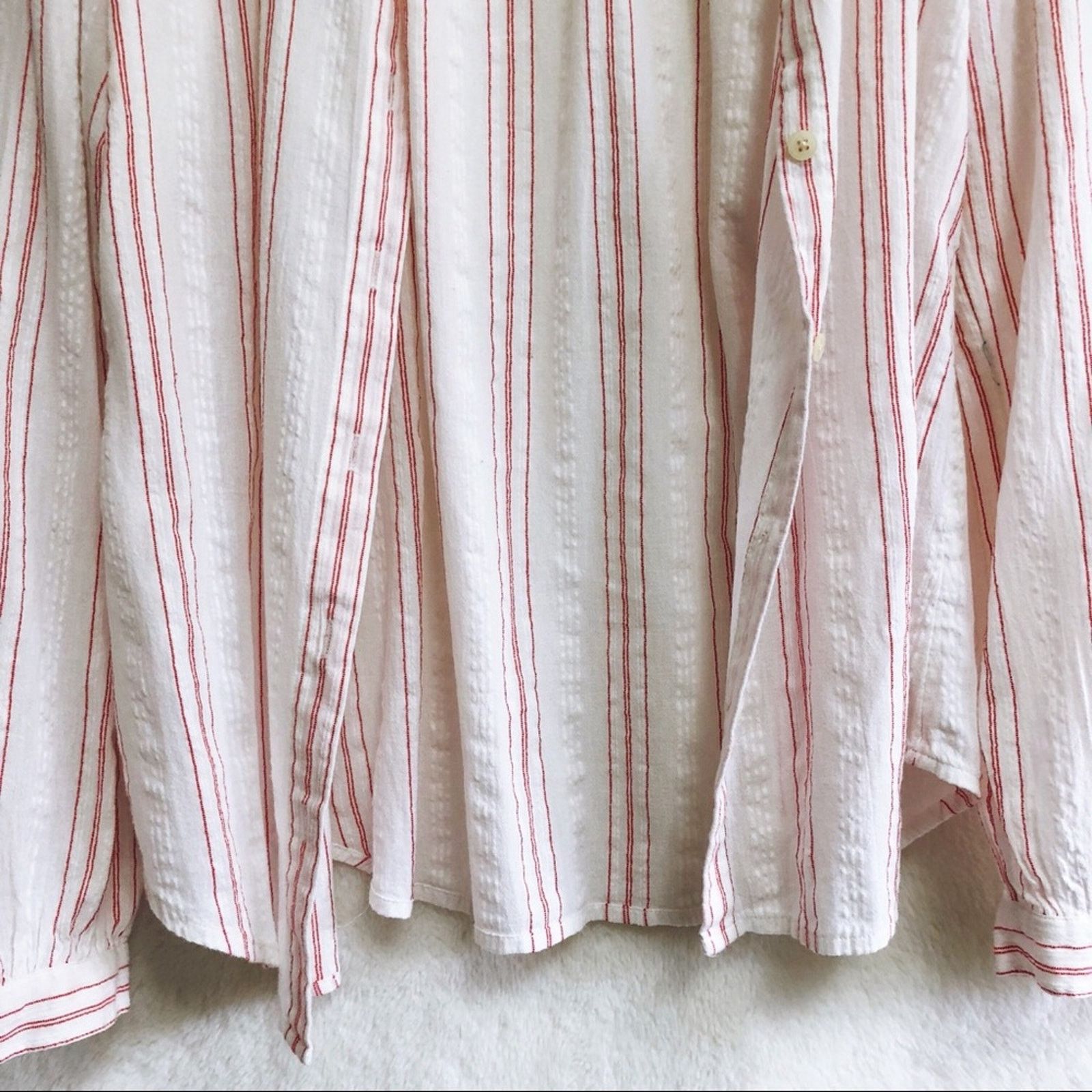 Loft LOFT Red & White Striped Long Sleeve Button Shirt Size S / US 4 / IT 40 - 7 Thumbnail