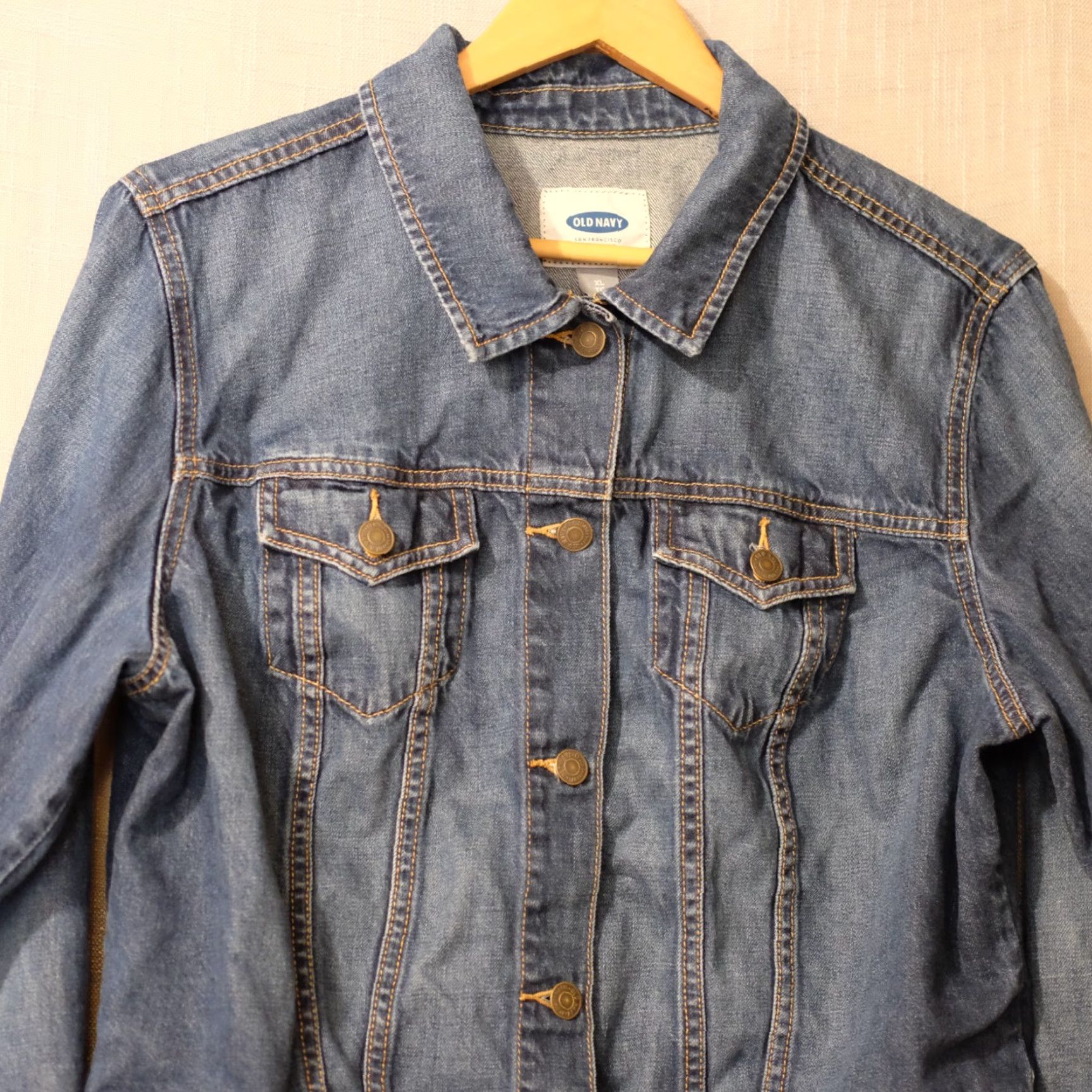 Old Navy Old Navy Denim Jean Jacket Blue 100% Cotton Button Front Women's XL Size 40" / US 18 - 2 Thumbnail