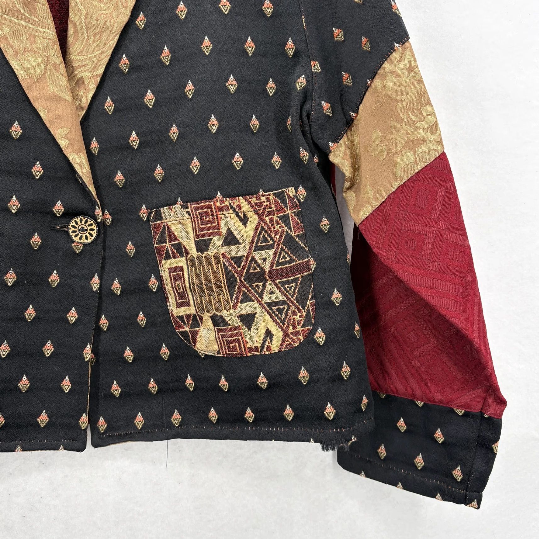Vintage VINTAGE Sandy Starkman Jacket Womens XL Black Red Gold Patchwork Art Wear 90s Size XL / US 12-14 / IT 48-50 - 3 Thumbnail