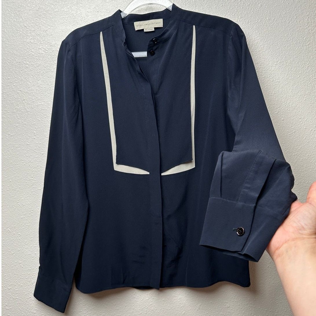 Stella McCartney Stella McCartney Blouse Black/Taupe Womens US L 100% Silk Size L / US 10 / IT 46 - 3 Thumbnail