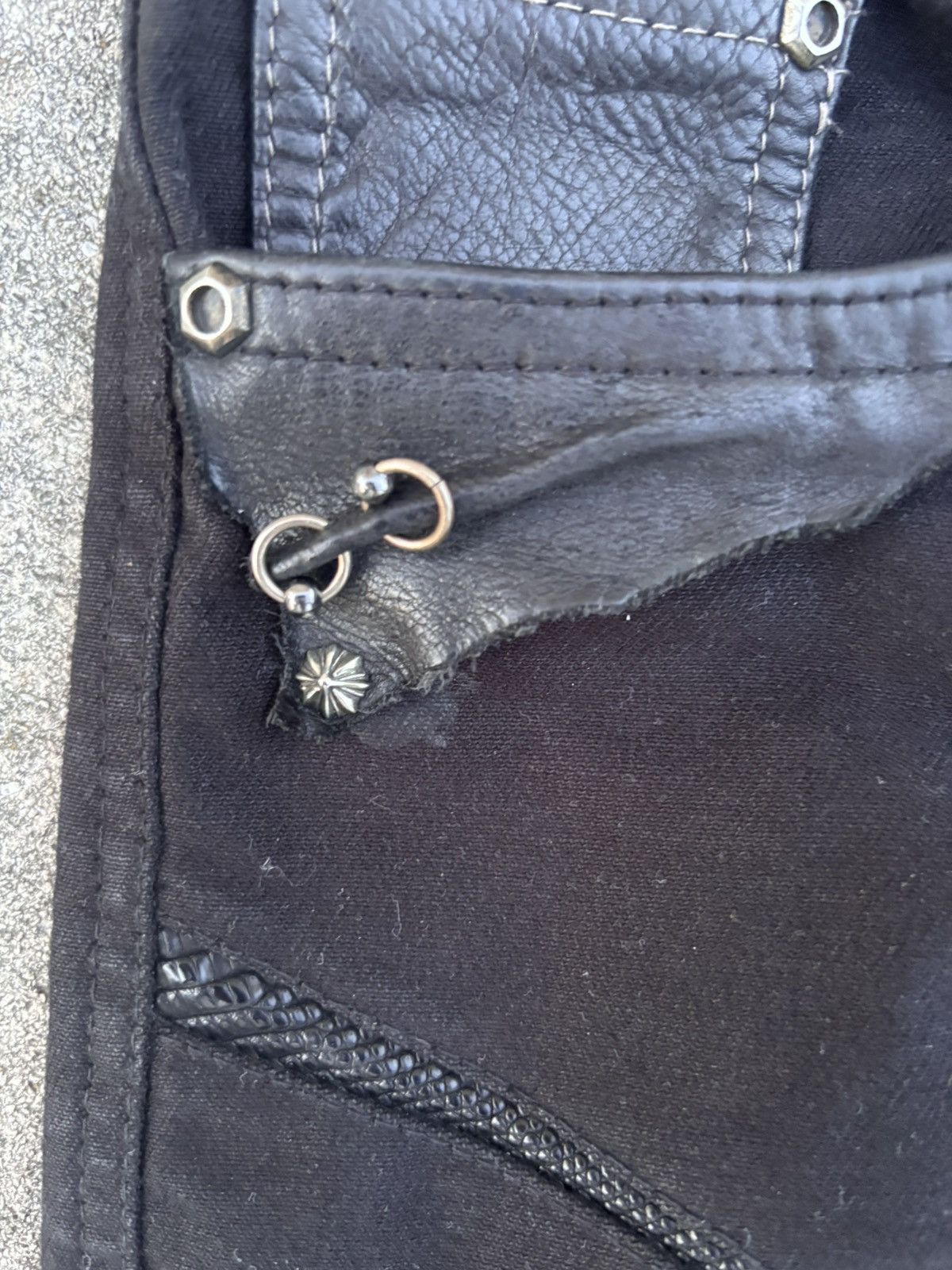 14th Addiction 14th Addiction leather hybrid waxed flared jeans Size US 28 / EU 44 - 7 Thumbnail