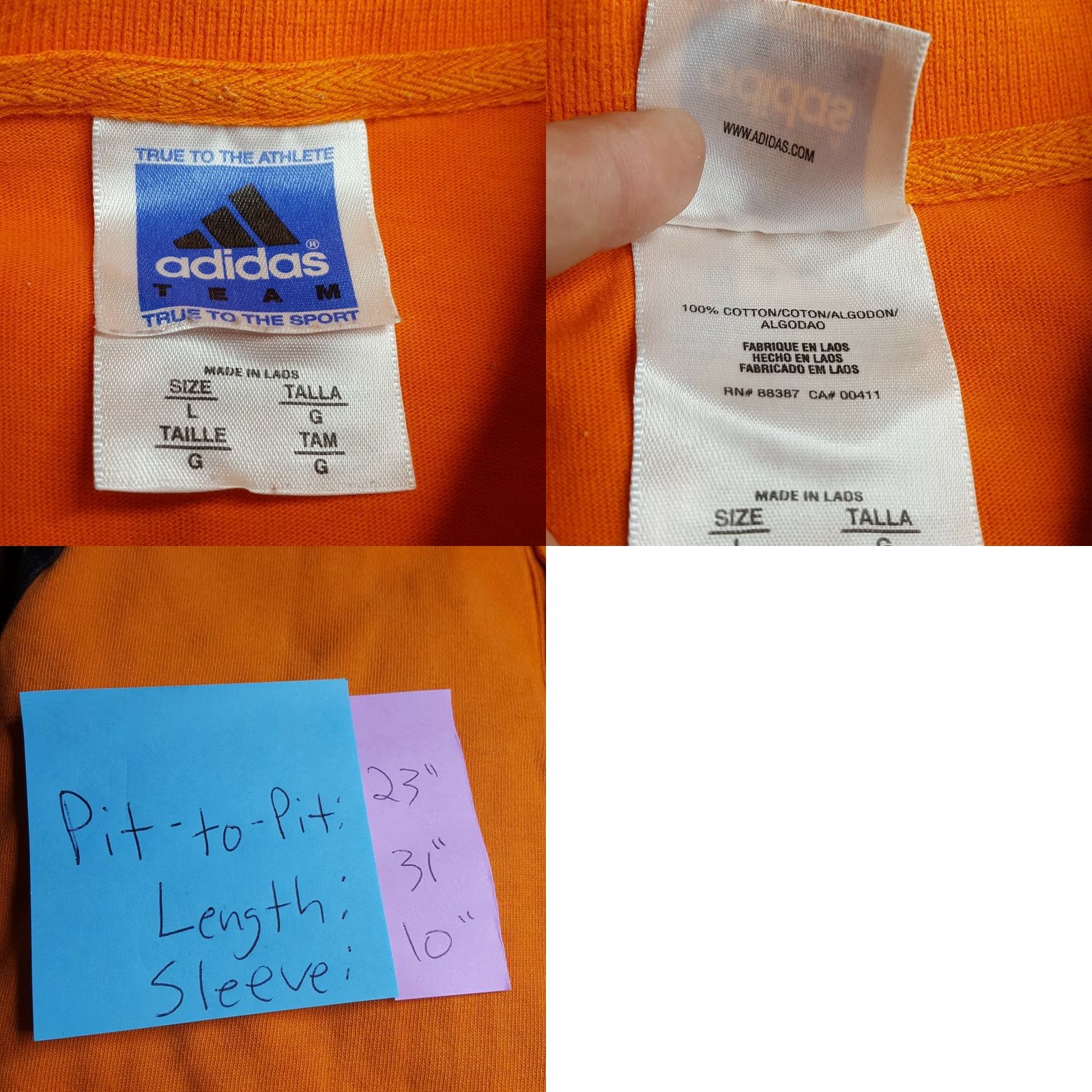 Adidas VTG adidas Polo Shirt - Men's Large Orange Short Sleeve Tennis Soccer Golf Polo Shirt Size US L / EU 52-54 / 3 - 8 Thumbnail