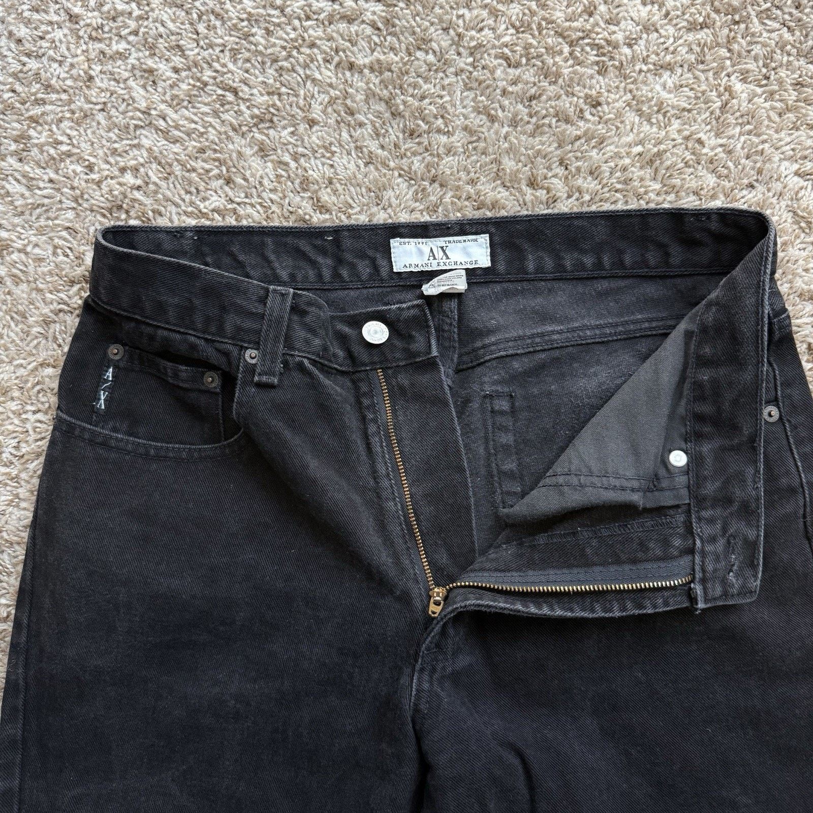 Armani Exchange × Vintage Vintage Armani Made In USA Black Denim Jeans Tapered Pants Size US 30 / EU 46 - 5 Thumbnail