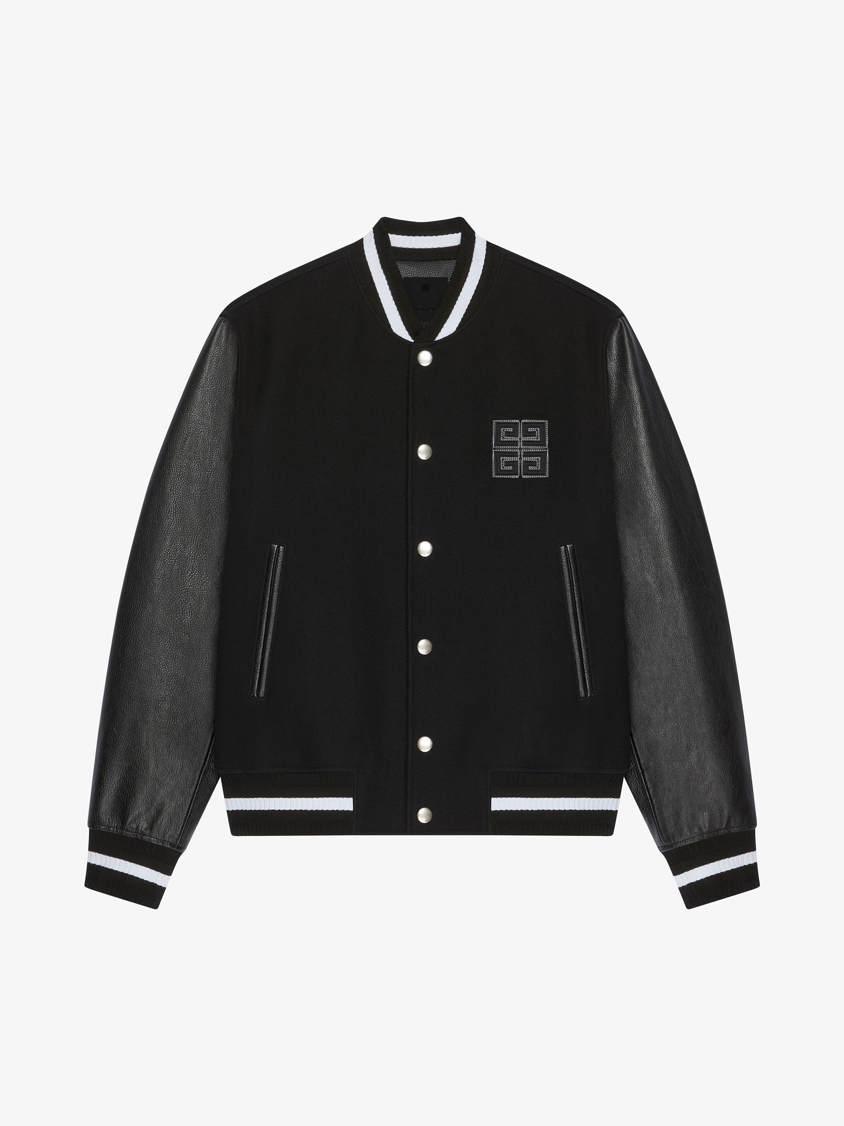 Givenchy o1w1db10925 Mix Material Varsity Jacket in Black Size US M / EU 48-50 / 2 - 1 Thumbnail