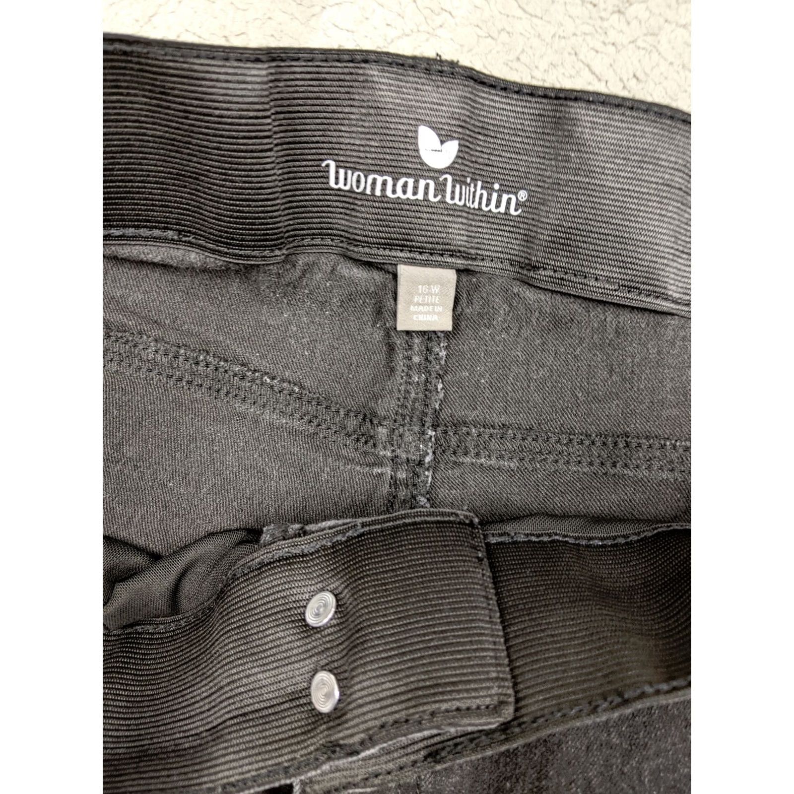 Vintage Woman Within Womens Plus Petite 16WP Black Jeans Bootcut Elastic Waistband Size 26" / US 2 / IT 38 - 3 Thumbnail