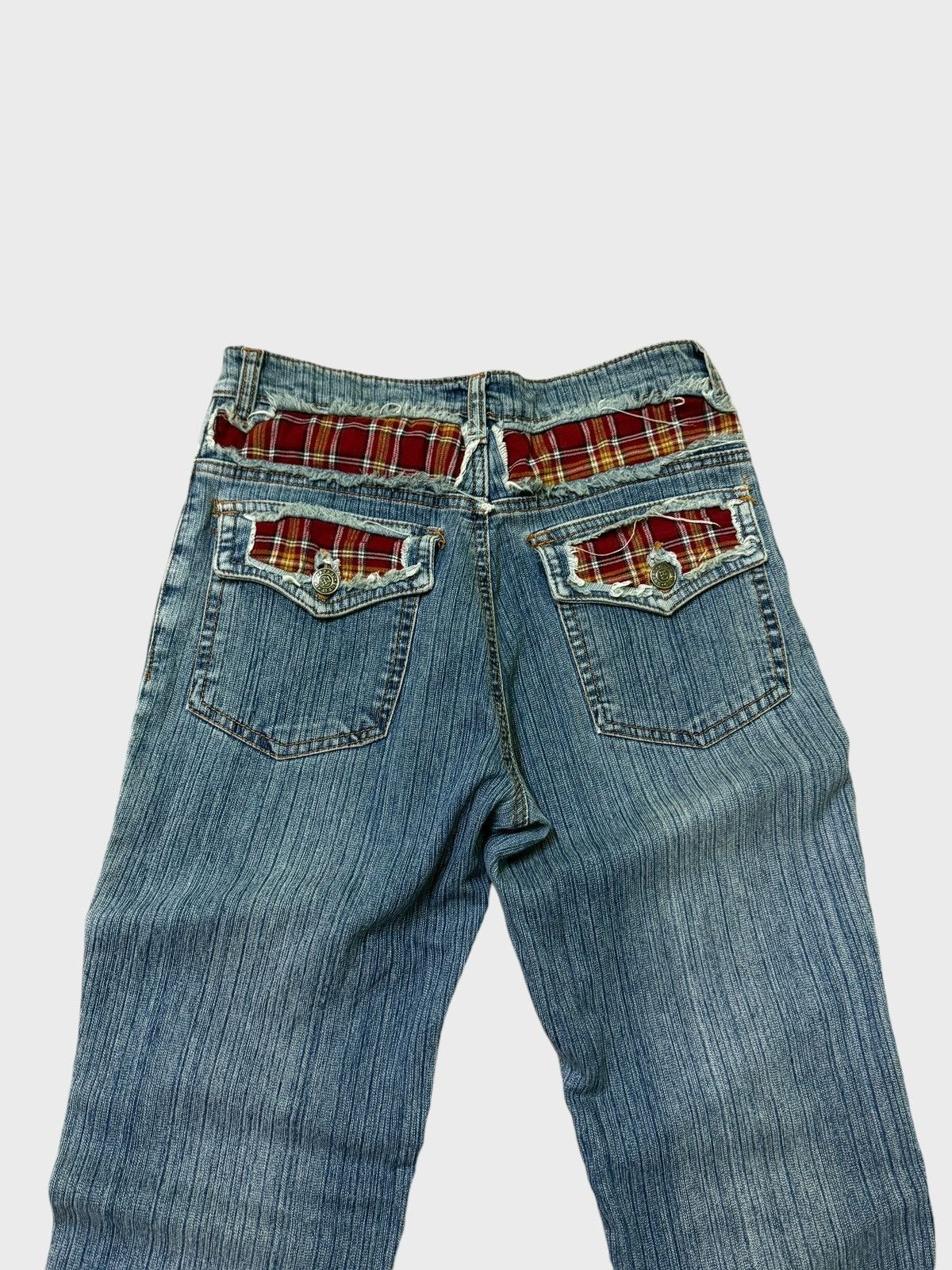 Hysteric Glamour × Japanese Brand Flare HAPHAZARD JEANS Plaid Tartans Junya Watanabe Denim Size US 26 / EU 42 - 8 Thumbnail