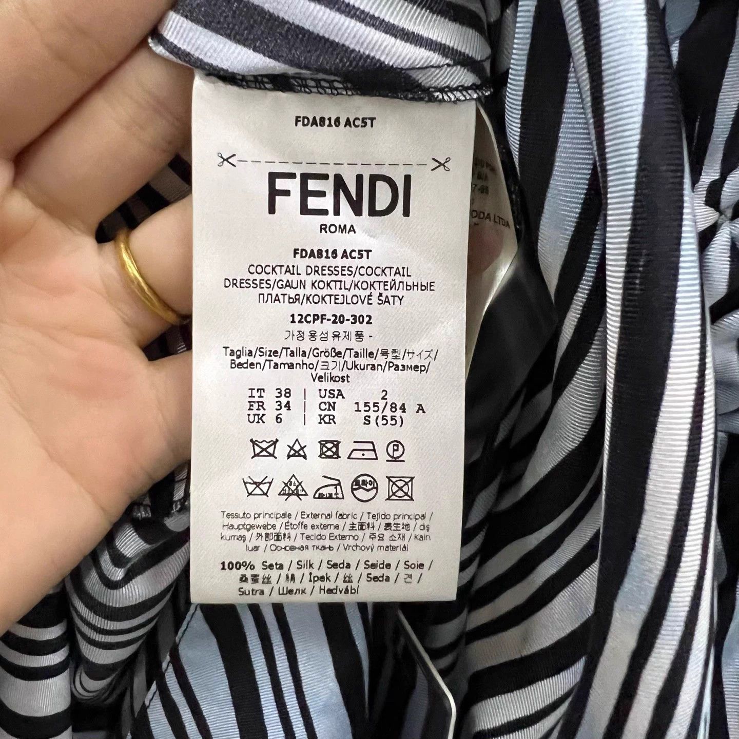Fendi FENDI x Joshua Vides Striped Waist-Cinched 38 Dress Size XS / US 0-2 / IT 36-38 - 4 Thumbnail