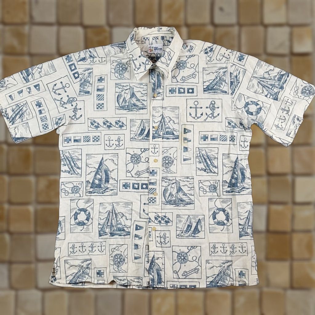 Reyn Spooner VINTAGE Reyn Spooner Hawaiian Nautical Boat Print Shirt Men's L Button-Up Collared Shirt Size US L / EU 52-54 / 3 - 1 Thumbnail