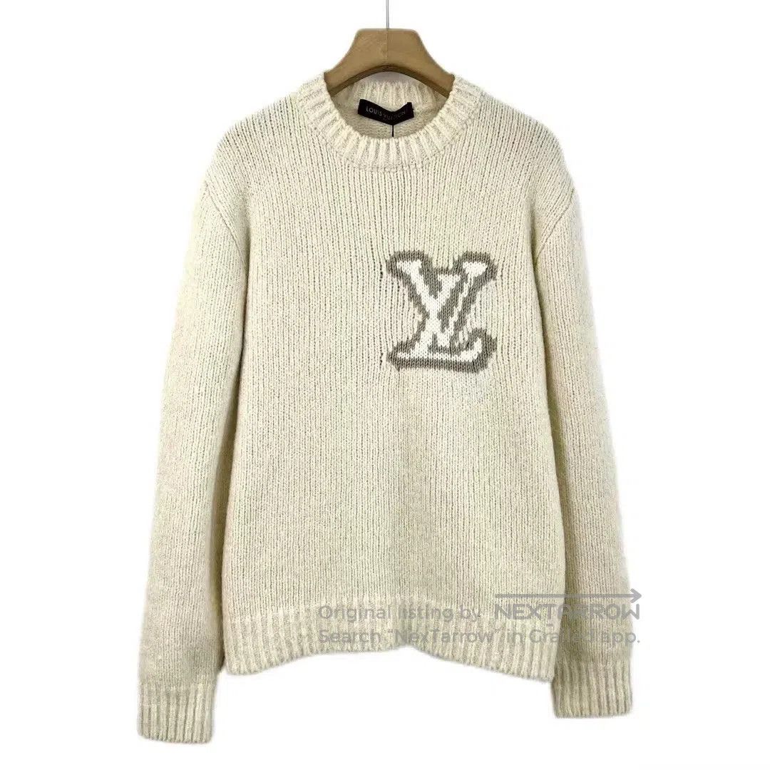 Louis Vuitton beige logo wool long sleeve sweater. Size L / US 10 / IT 46 - 1 Thumbnail