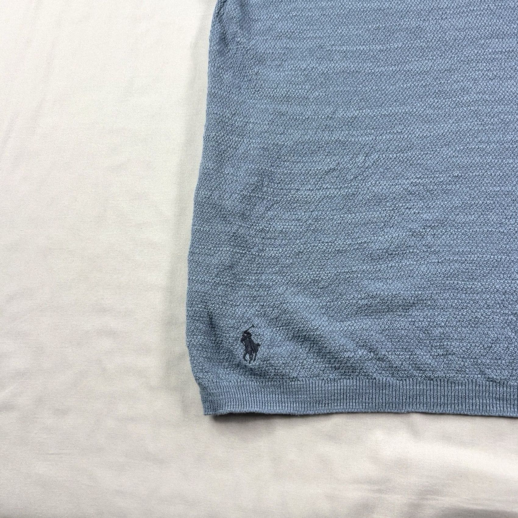 Polo Ralph Lauren Polo Ralph Lauren Sweater Men’s 2XL Blue Linen Cotton Blend Polo Collar Stretch Short Sleeve Pullover Size US XXL / EU 58 / 5 - 2 Thumbnail