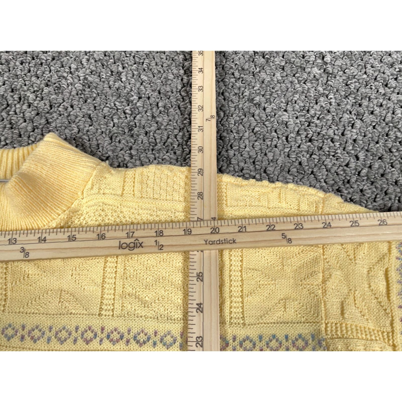 Basic Editions VINTAGE Basic Editions Sweater Womens L Yellow Oversized Chunky Knit Mock Neck Geometric 90s Size L / US 10 / IT 46 - 7 Thumbnail