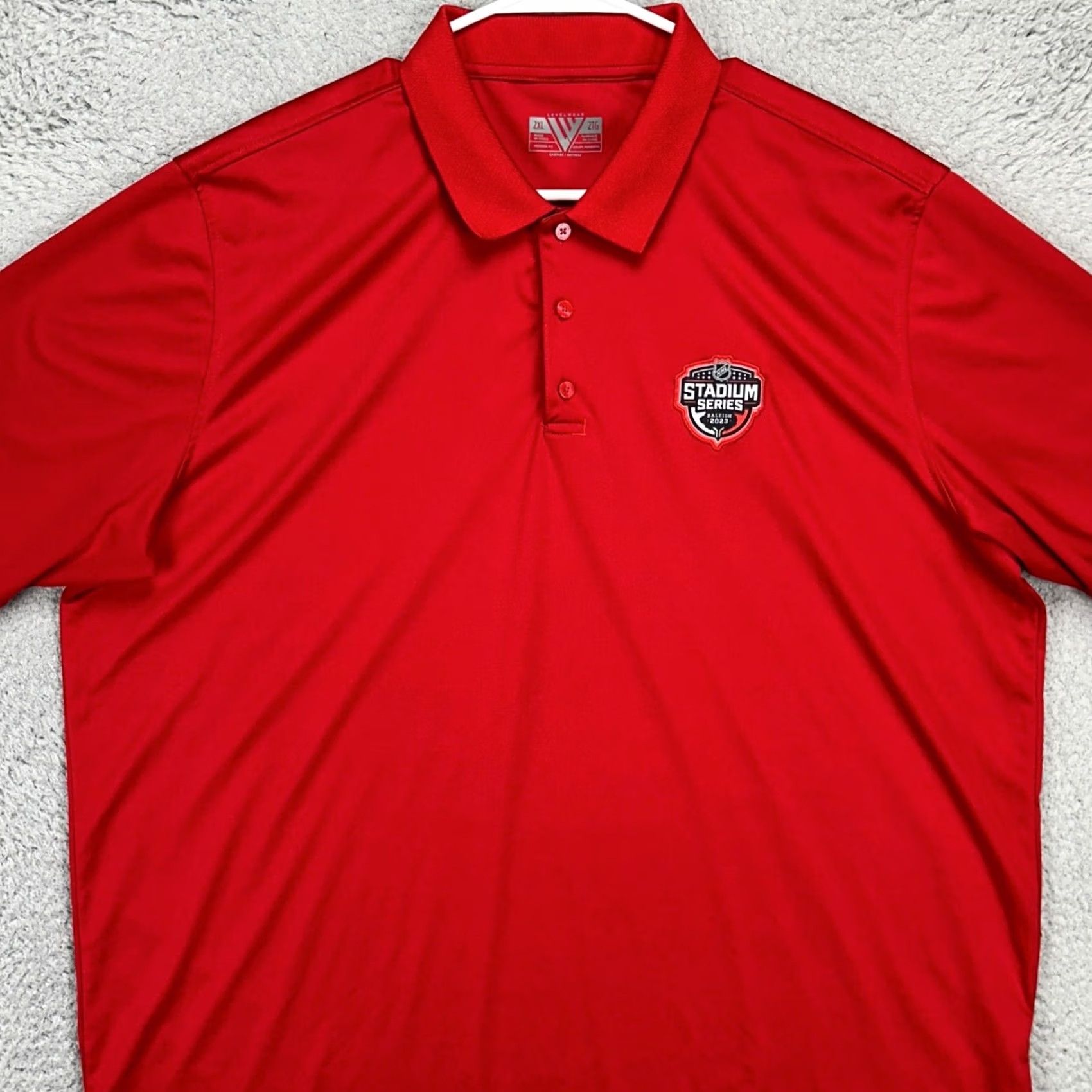 Vintage Levelwear NHL Polo Shirt Adult 2XL Red Mens Rugby Stadium Series Polo Shirt Athletic Logo Shirt Size US XXL / EU 58 / 5 - 2 Thumbnail
