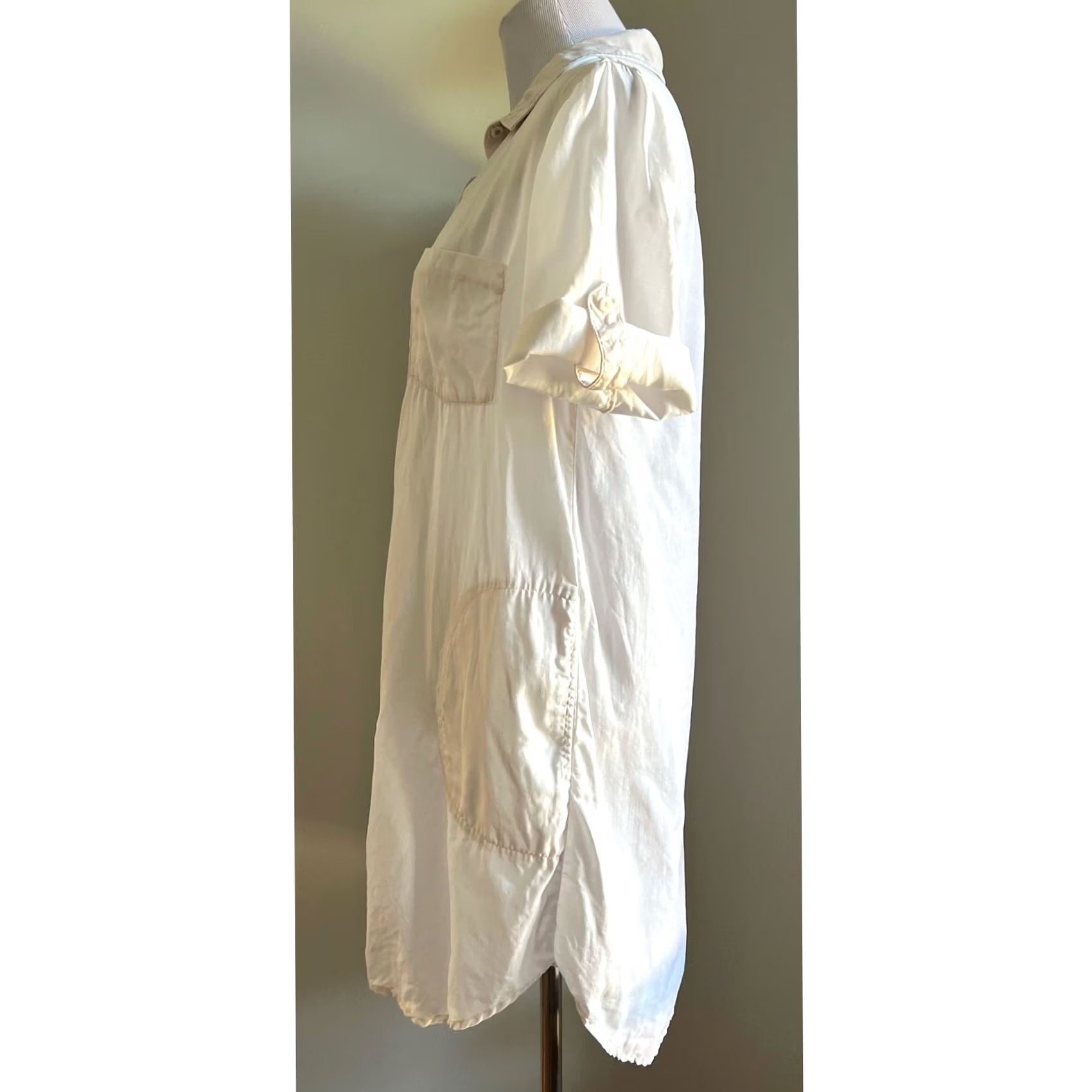 Vintage Cloth & Stone Shirt Dress Ivory Pockets Roll Tab Sleeve Short Dress Women S Lyocell Cream Shirt Dress Womens Size S / US 4 / IT 40 - 5 Thumbnail