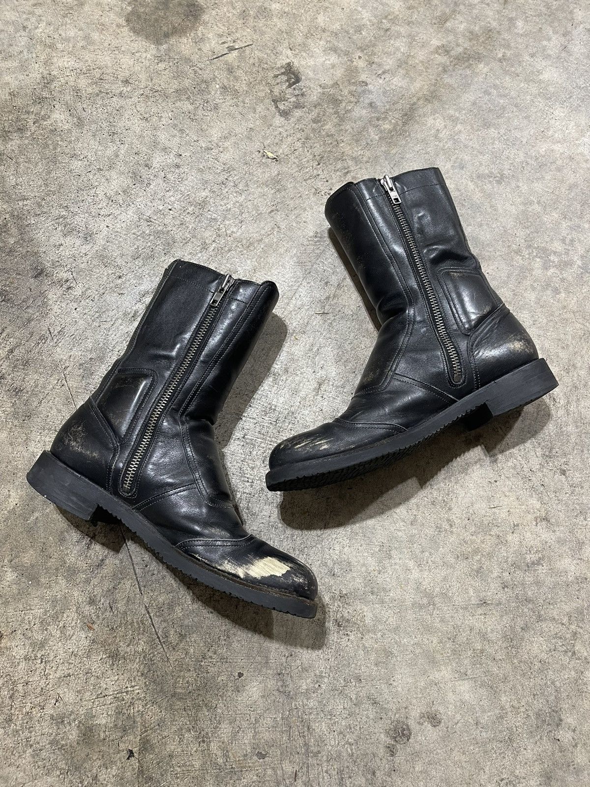 Maison Margiela Maison Margiela Replica Motorcycle Boots Black Leather |  Grailed