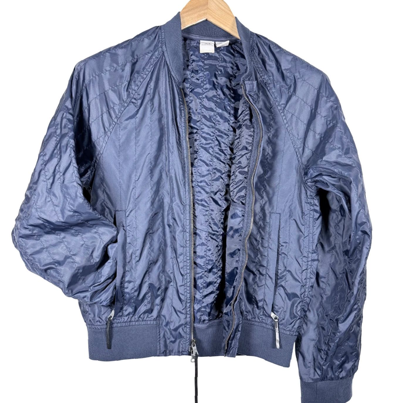 Armani Exchange Armani Exchange Jacket Mens Bomber Navy Blue Full Zip Quilted Nylon Jacket Size US M / EU 48-50 / 2 - 2 Thumbnail