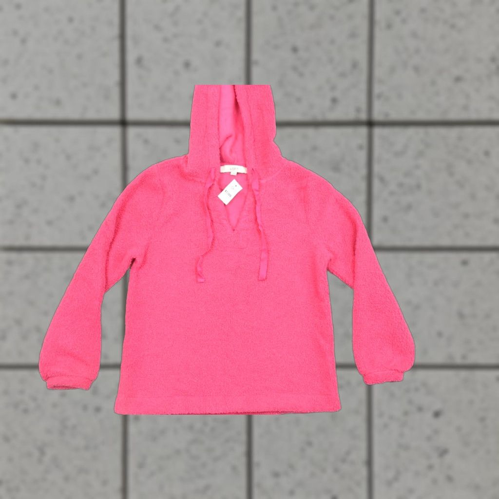 Loft LOFT Women's Small Pink Sherpa Fleece Hoodie Pullover Sweatshirt Pullover Knit Sweater Winter Fall Spring Casual Womens Size S / US 4 / IT 40 - 1 Thumbnail
