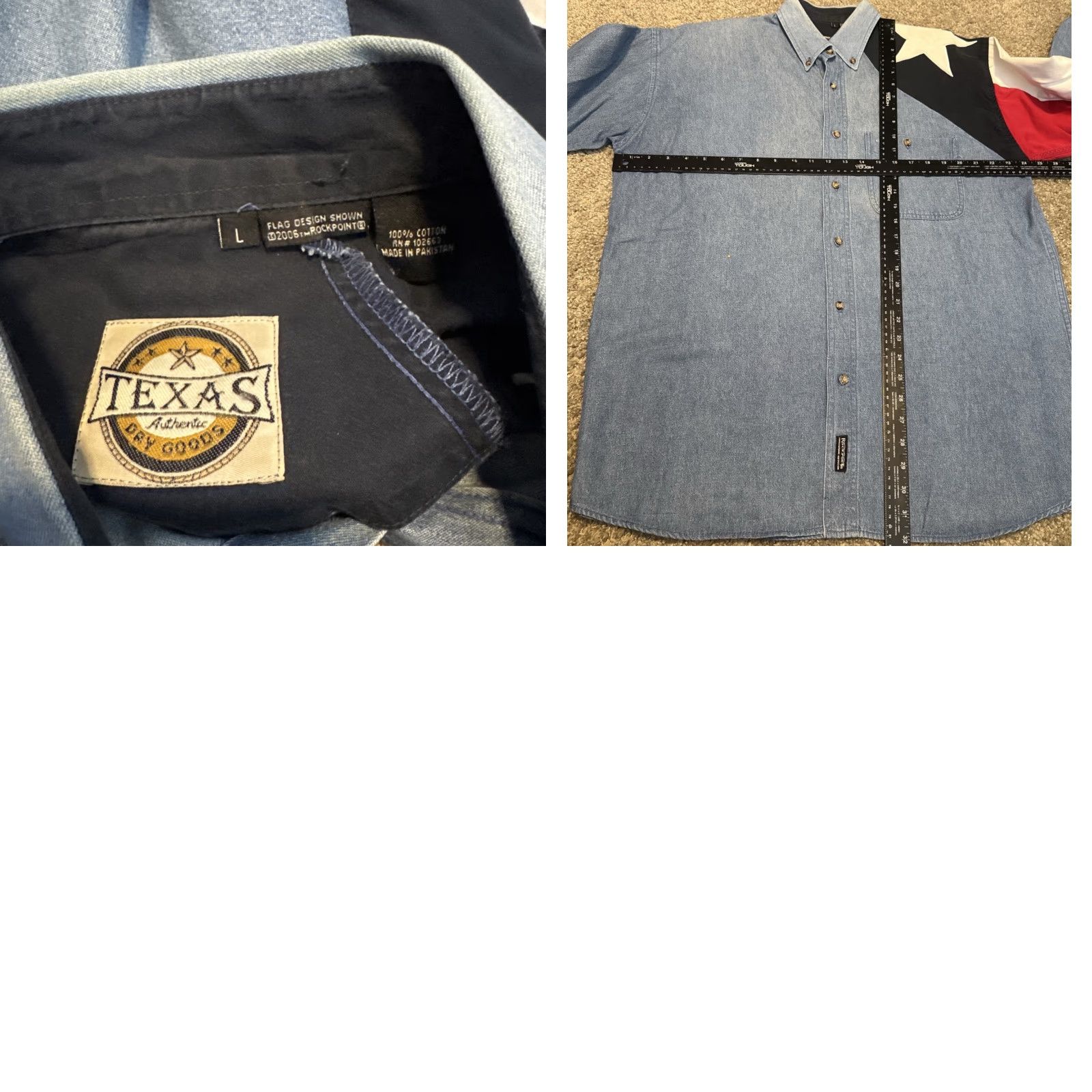 Vintage VINTAGE Rock Point Denim Button-Up Shirt L Men Blue Flag 2006 Texas Authentics Dry Goods Long Sleeve Size US L / EU 52-54 / 3 - 8 Thumbnail