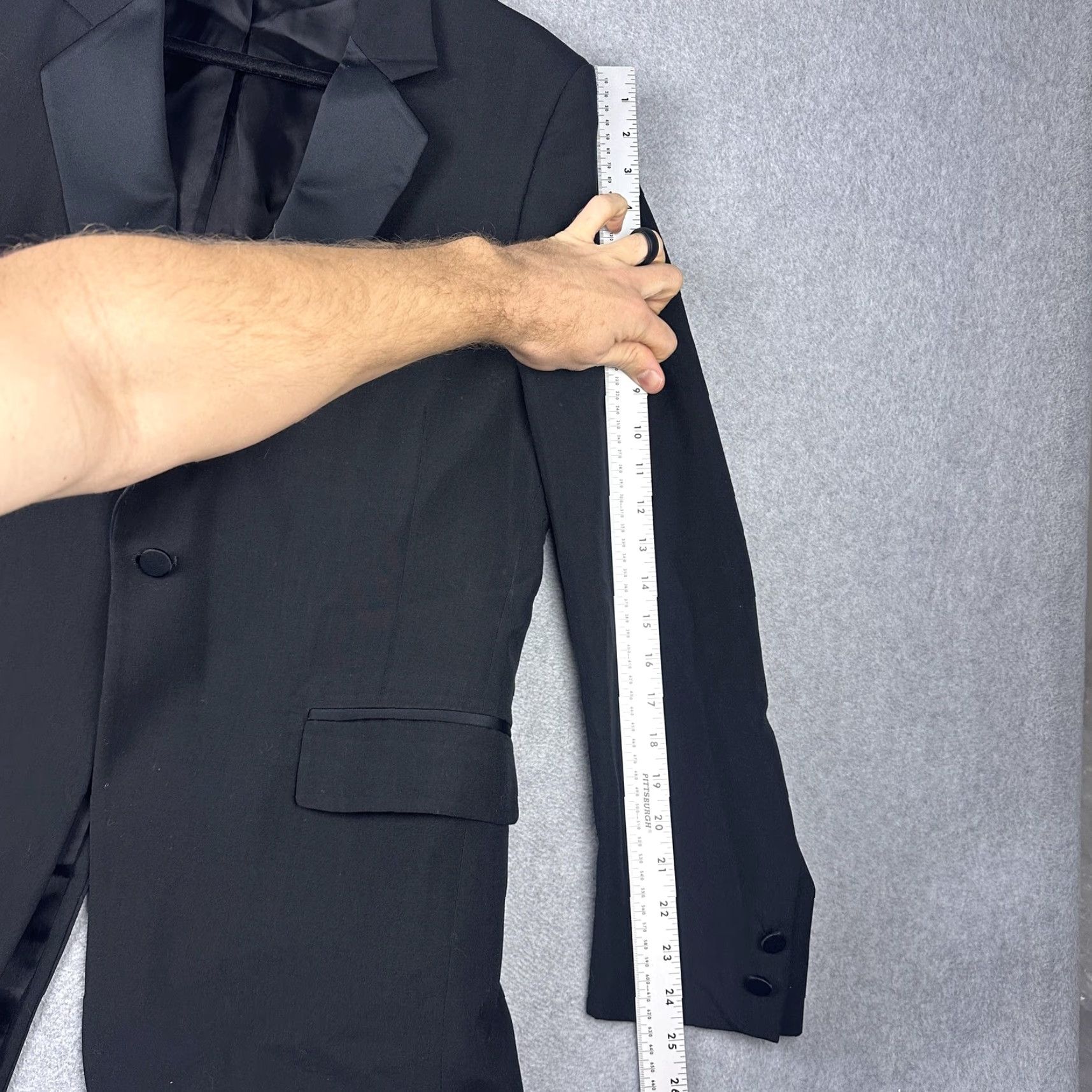 Vintage Tuxedo Shirt Mens 41R 38x26 Black One Button Notch Lapel 2 Piece Formal Wedding Shirt? Size 42R - 4 Thumbnail
