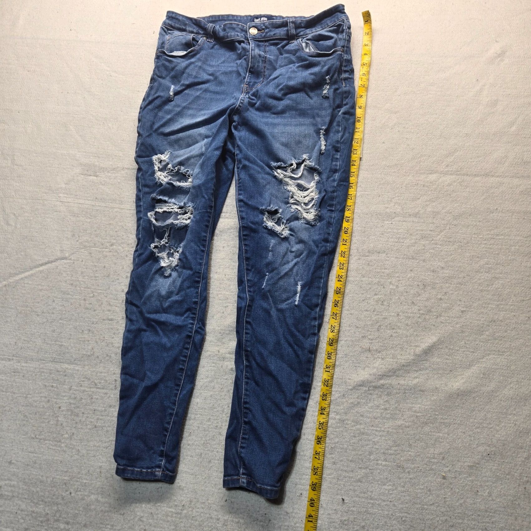 Denime Wax Jean Women's Denim Distressed Stretch Jeans Pants 16 Mid Rise Blue 5-Pocket Jegging Size 38" / US 16 / IT 52 - 7 Thumbnail