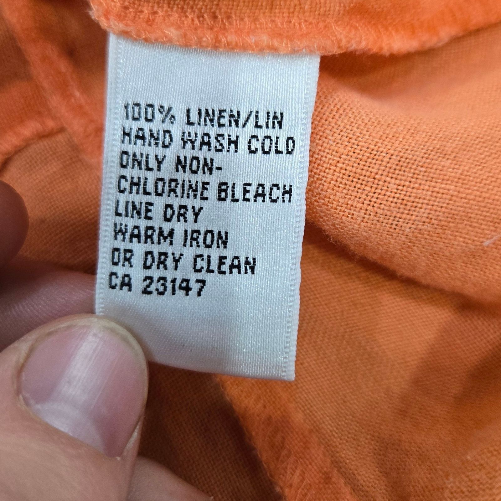 Vintage 90s Orange Irish Linen V-Neck Button Front Top Size 6 Size M / US 6-8 / IT 42-44 - 7 Thumbnail