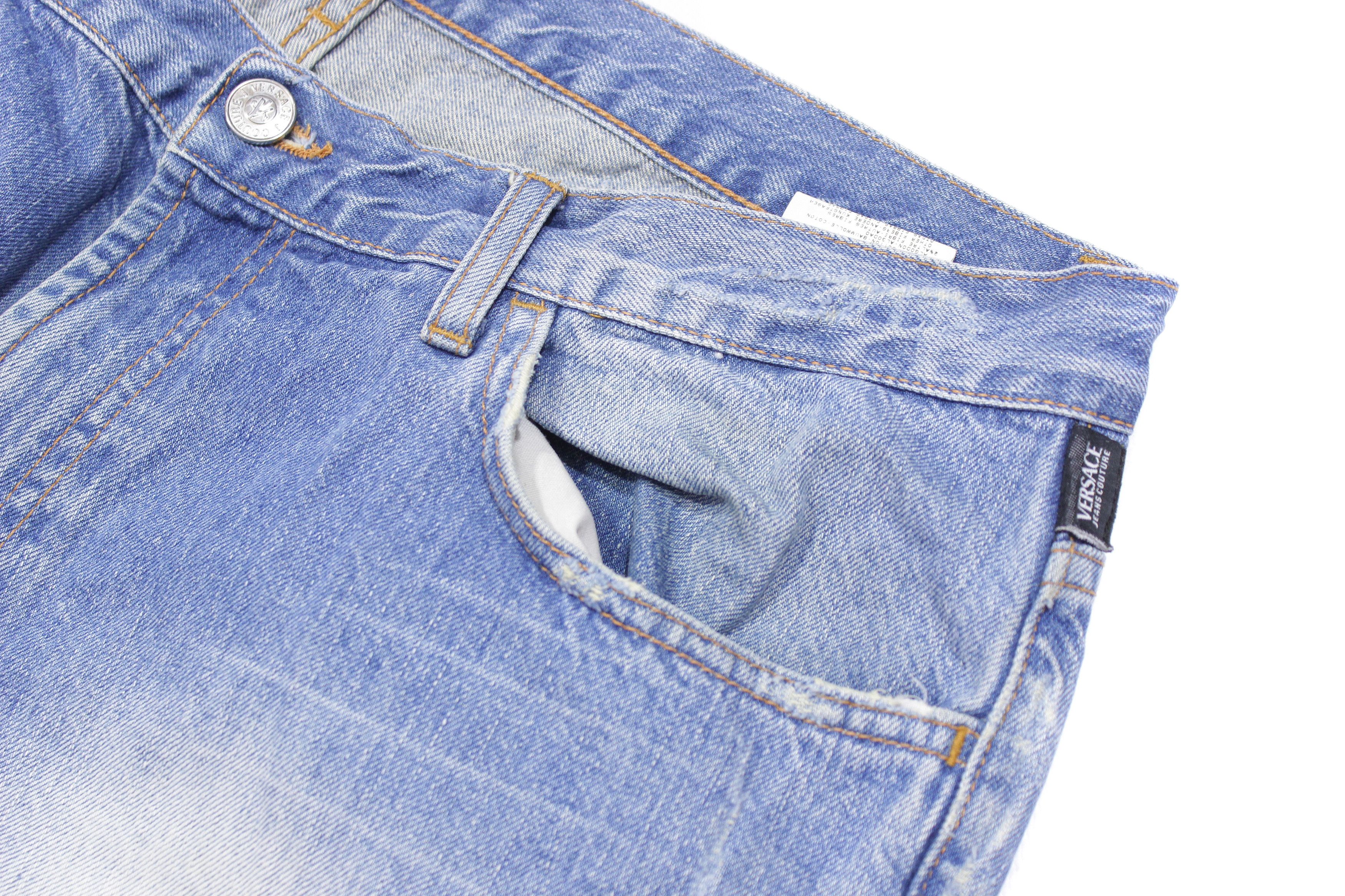 Versace 90S Logo Sanded Jeans Vintage Size US 36 / EU 52 - 6 Thumbnail