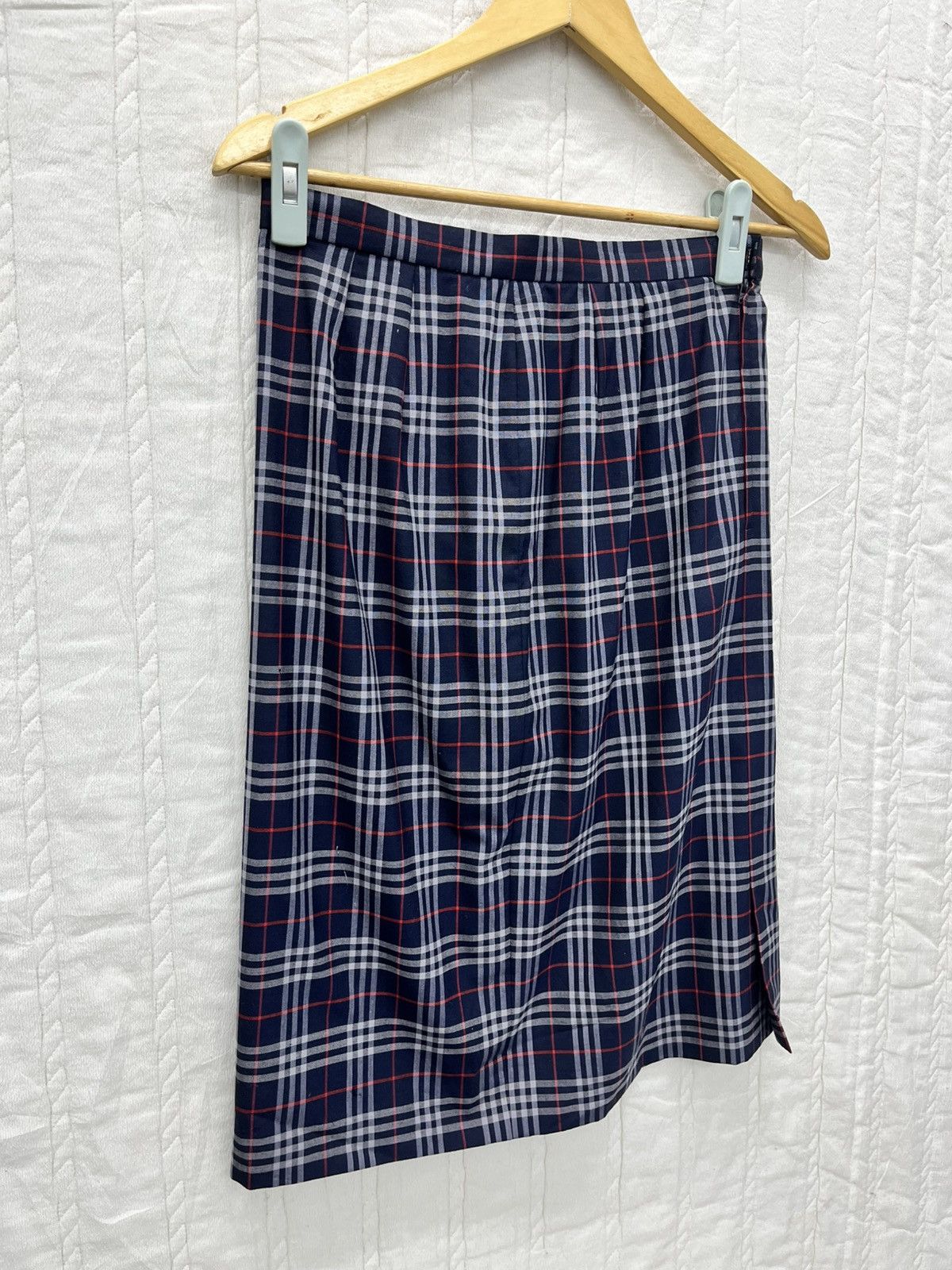 Burberry × Vintage ARCHIVE🔥BURBERRY WOOL CHECKED SKIRT Size 28" / US 6 / IT 42 - 2 Thumbnail