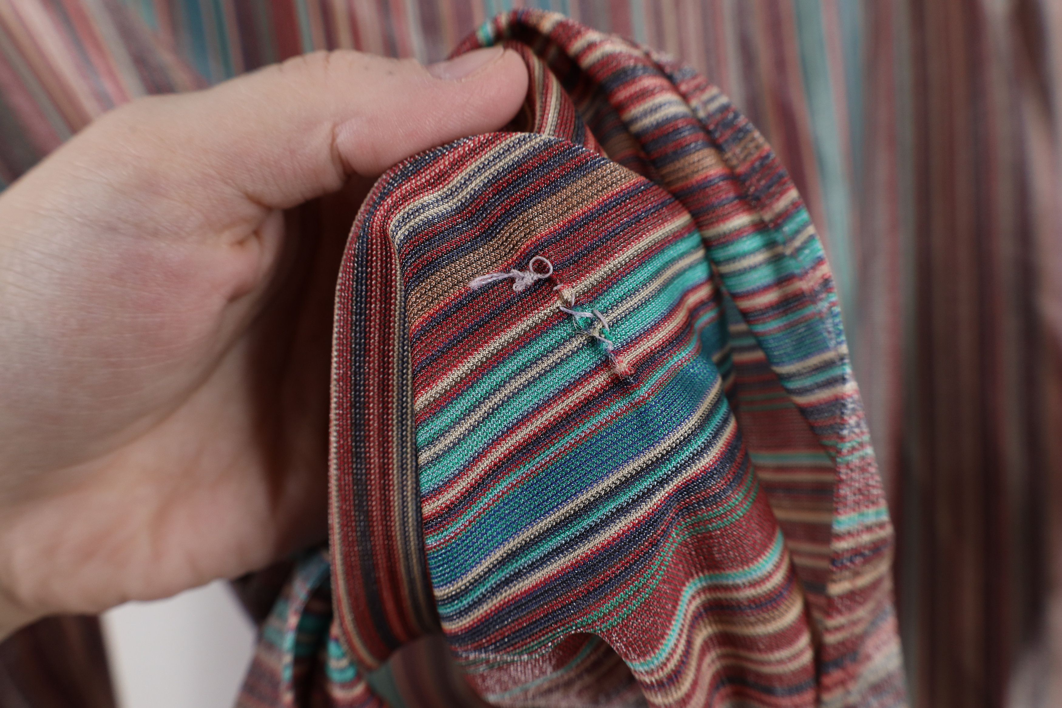 Vintage Vintage 70s Mid Century Modern Striped Cropped Button Shirt Size L / US 10 / IT 46 - 10 Thumbnail