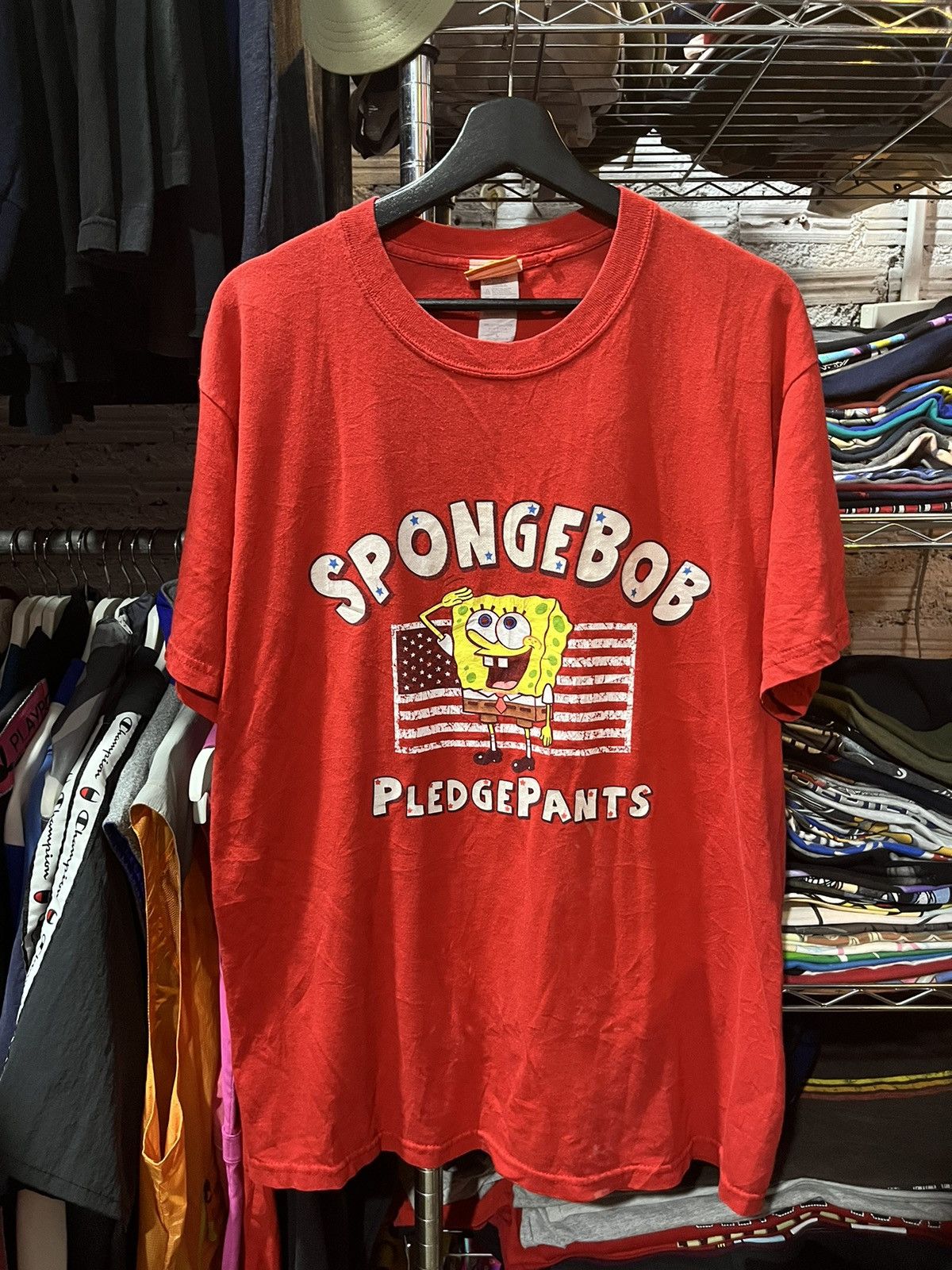 Nickelodeon × Vintage Sponge Bob Pledge Pants Cartoon Tee 2002s Size US L / EU 52-54 / 3 - 1 Thumbnail