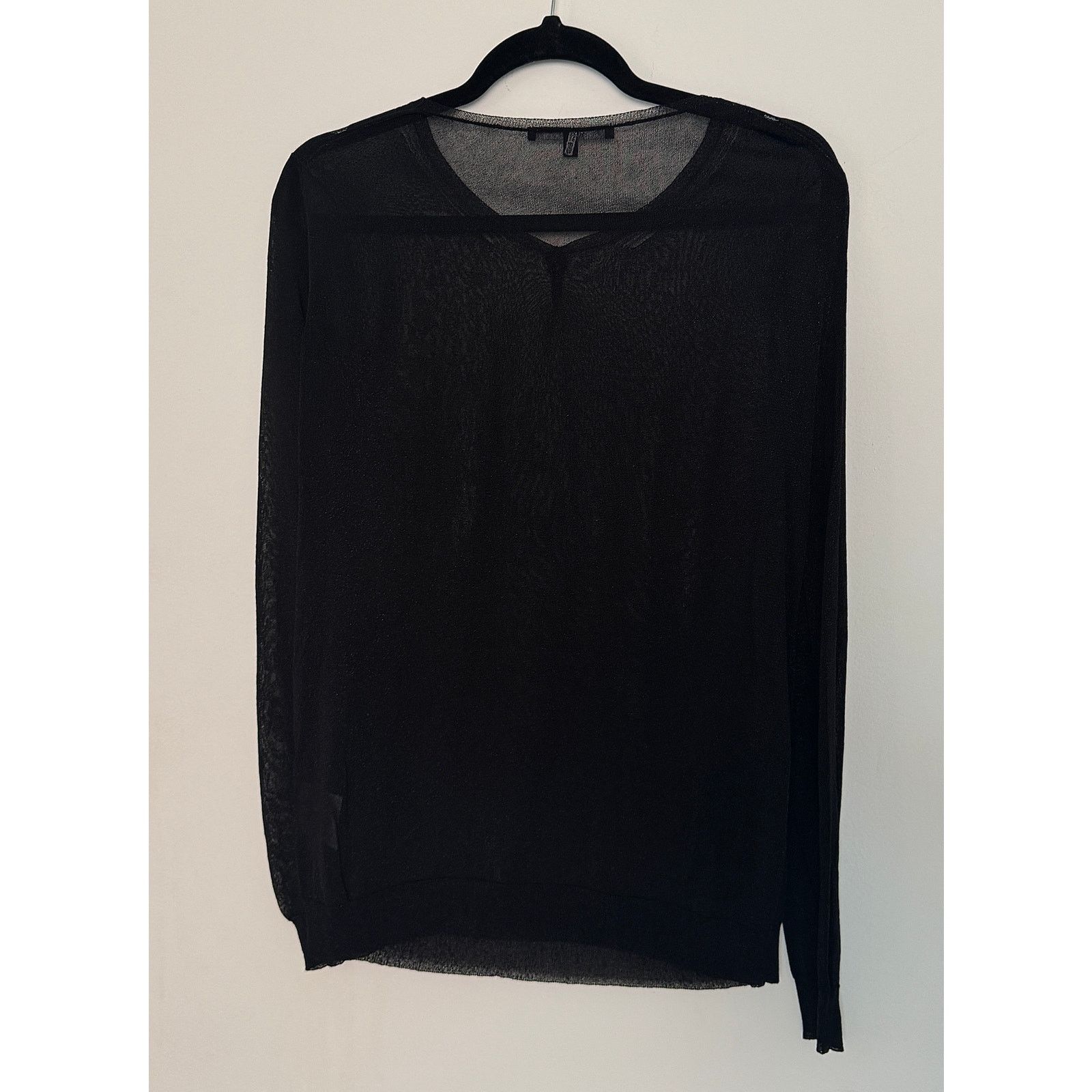 Gucci GUCCI Black Sheer Jersey Scoop Neck Long Sleeve Size M / US 6-8 / IT 42-44 - 3 Thumbnail