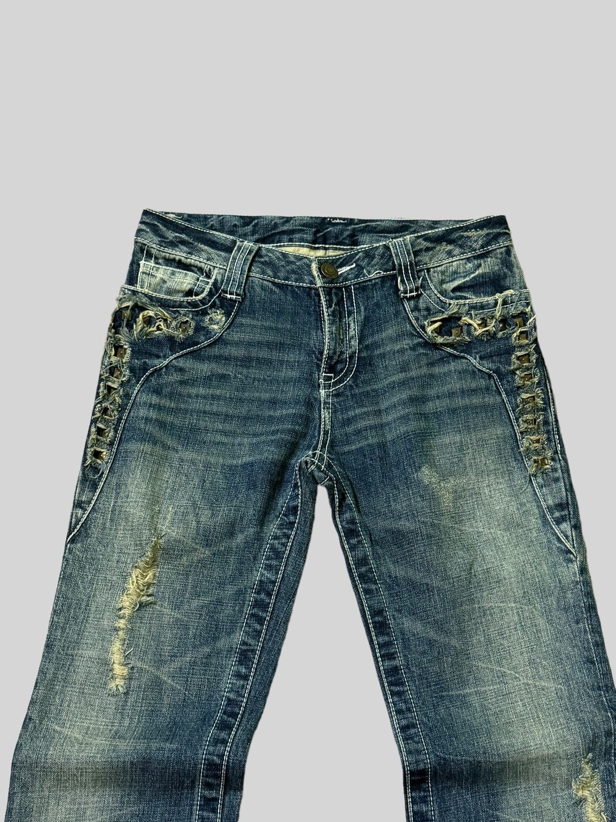 Beauty Beast × If Six Was Nine × Japanese Brand Flare Studded Gothic Distressed Denim pants Size US 29 - 3 Thumbnail