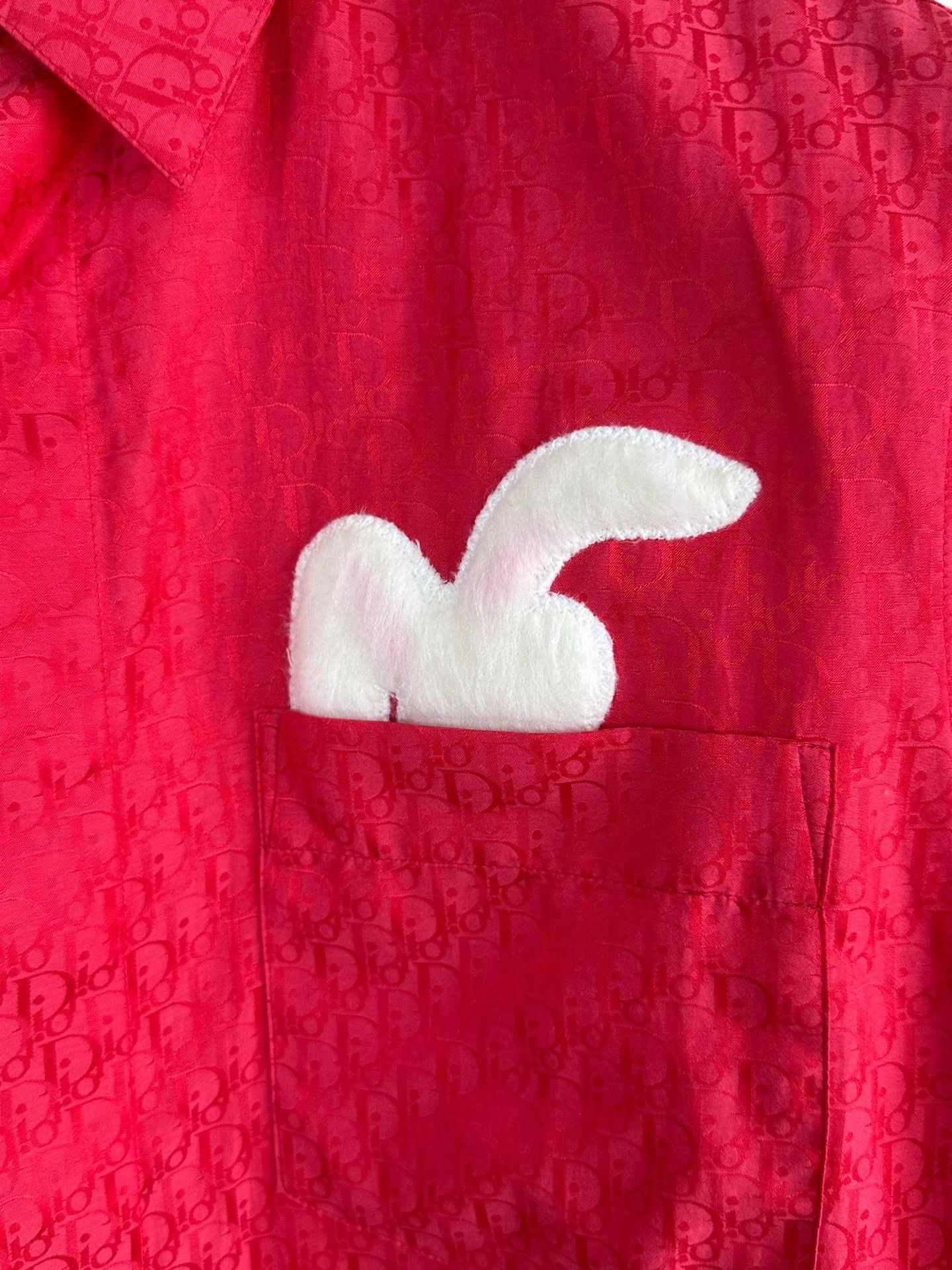 Dior Dior ERL Red Flocked Rabbit Monogram Shirt Size US M / EU 48-50 / 2 - 3 Thumbnail
