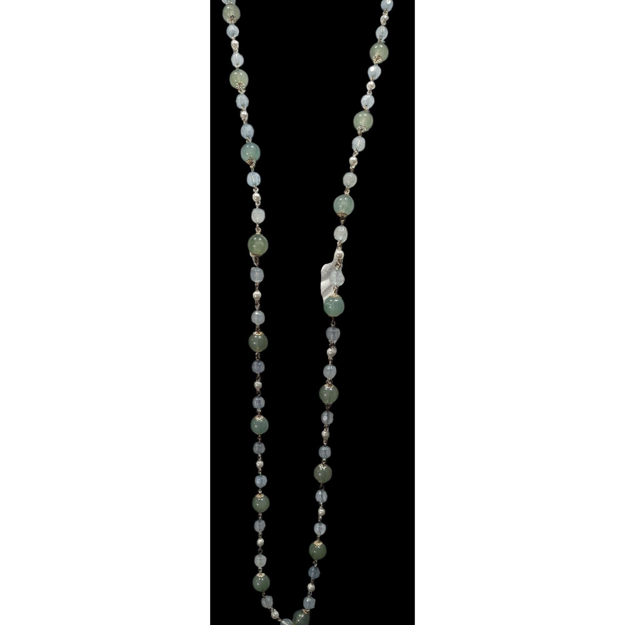 Other Vintage Retro Muted Blue And Green Beaded Necklace Size ONE SIZE - 5 Thumbnail