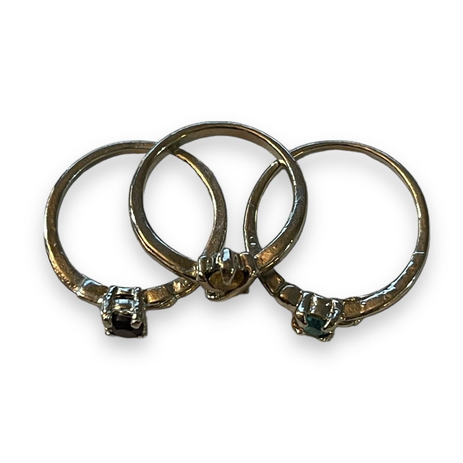 Other Silver 3 Ring Lot With Gemstones Size 5-6 Size ONE SIZE - 3 Thumbnail