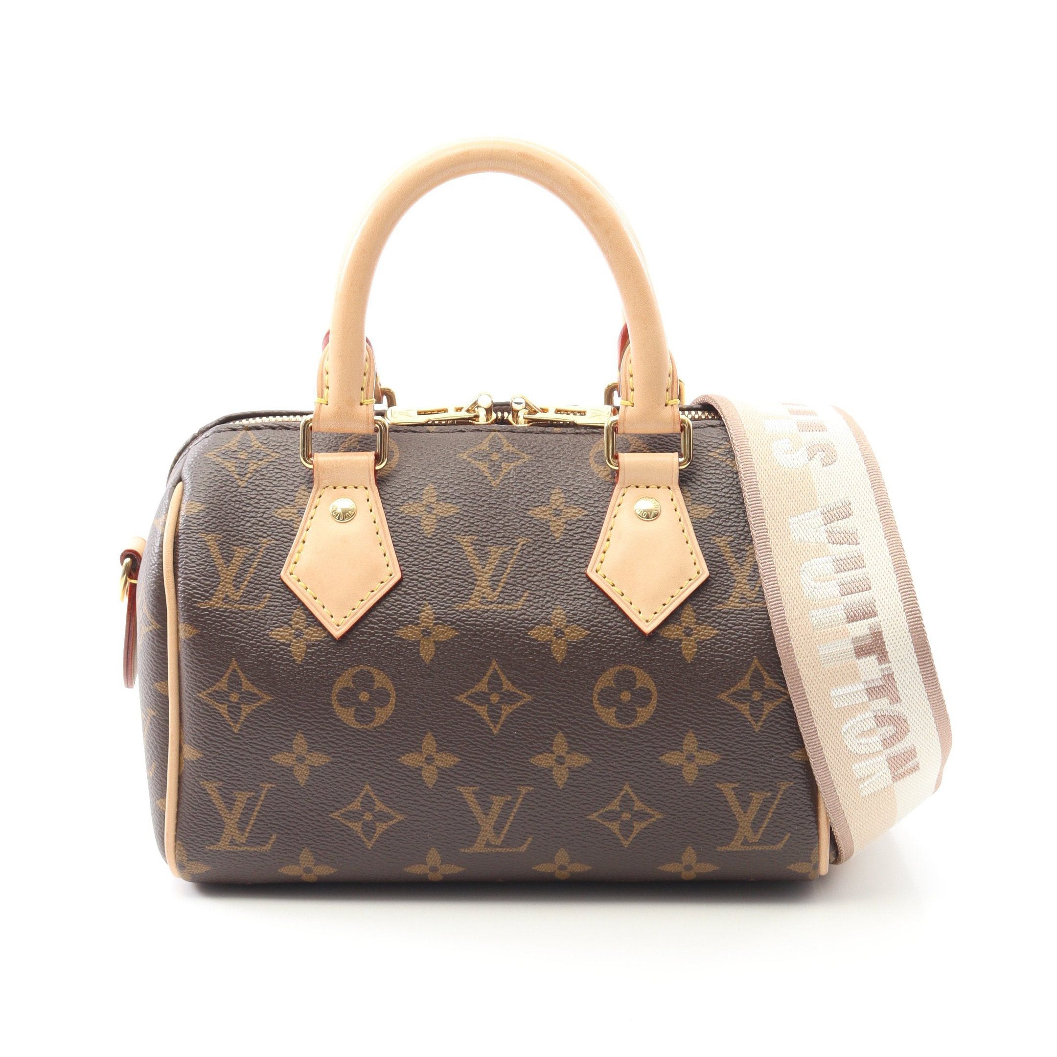 Louis Vuitton Louis Vuitton Speedy 20 Monogram Beige Handbag Leather Brown Size ONE SIZE - 1 Thumbnail