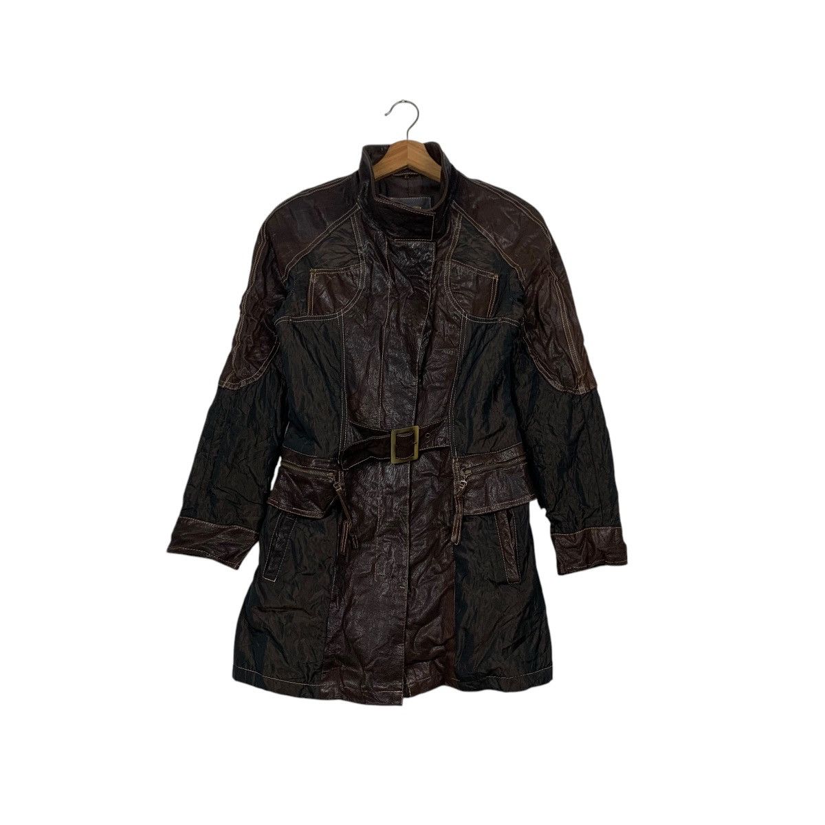 Leather PUNTO Hybrid Leather Trench Coat Jacket #2180-C96 Size M / US 6-8 / IT 42-44 - 1 Thumbnail