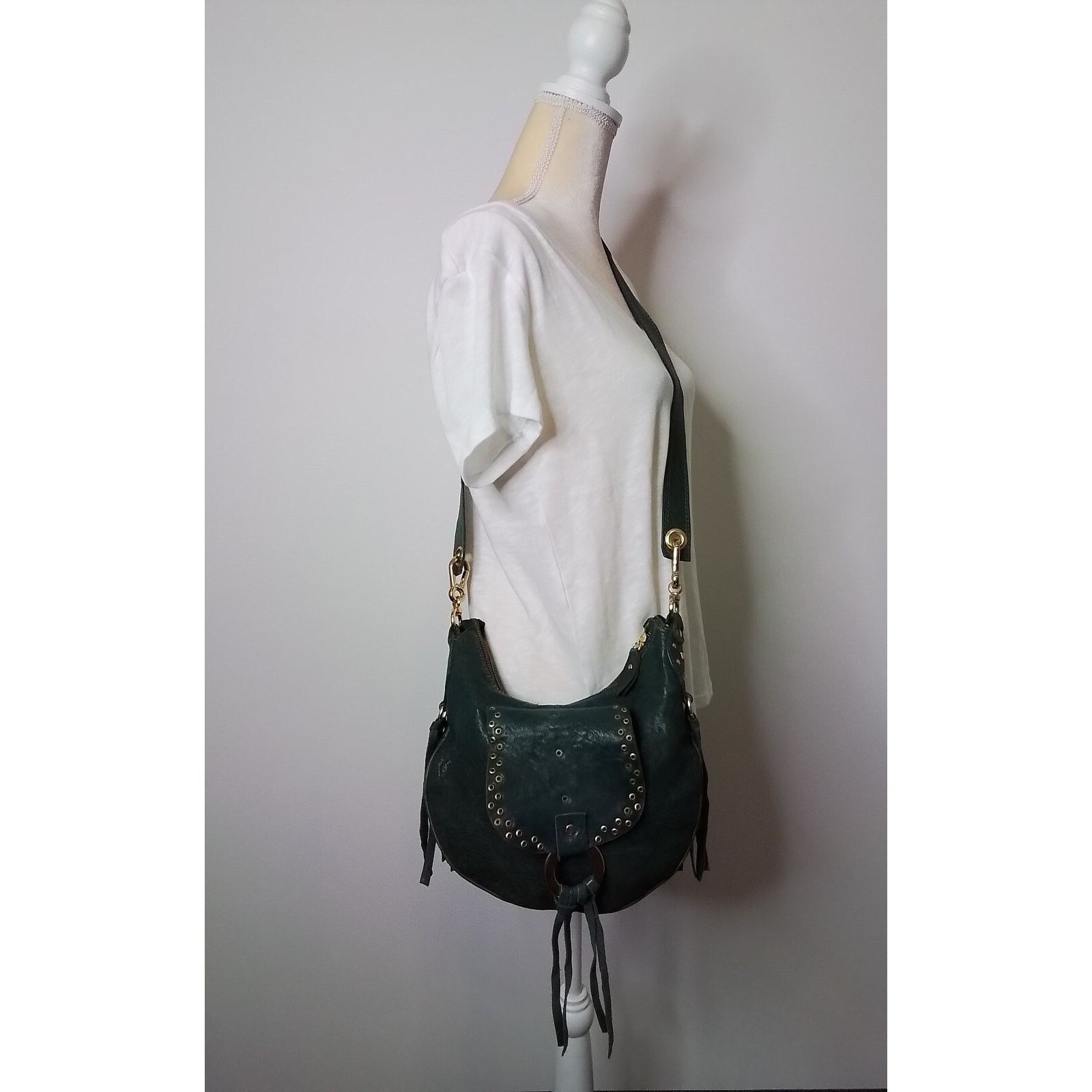 Angelo Nardelli Nardelli Purse Leather Teal w/Metal Accents Handbag #W2697 Size ONE SIZE - 4 Thumbnail