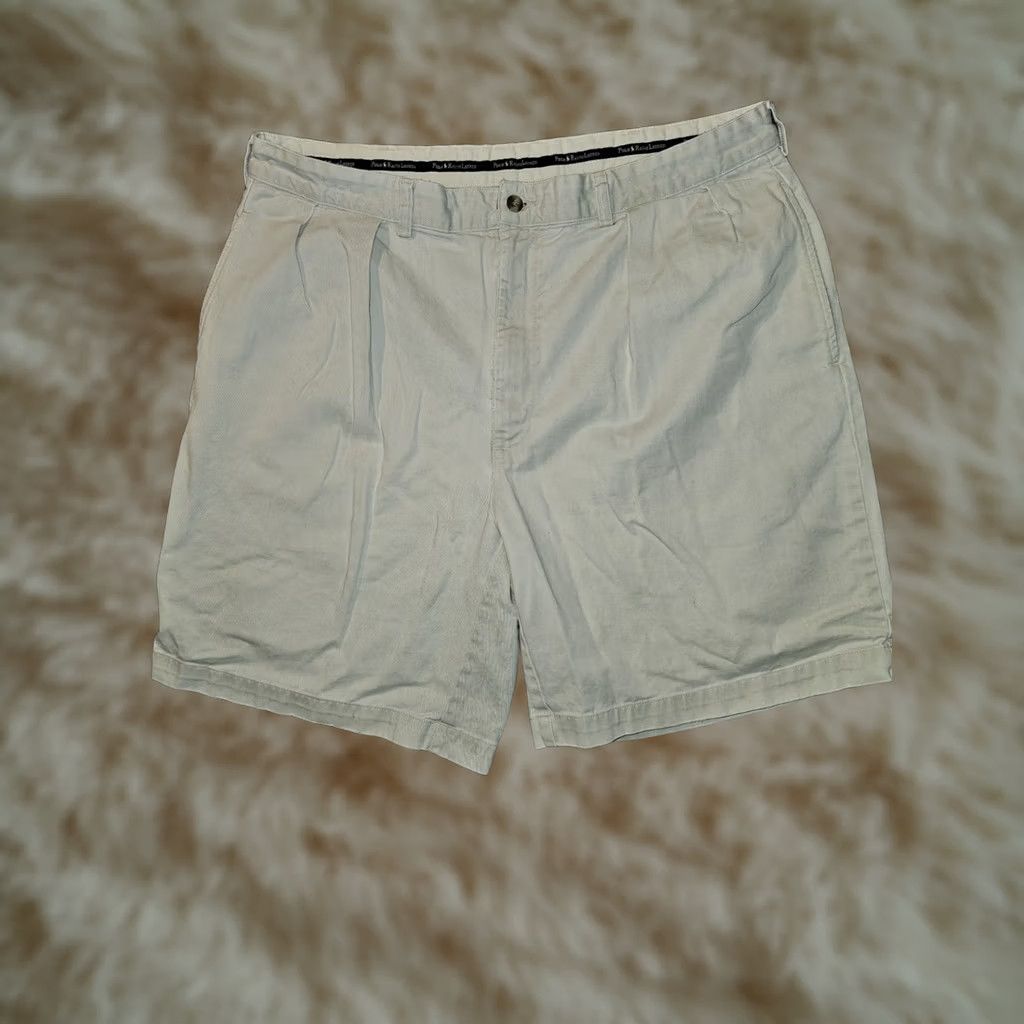 Polo Ralph Lauren VINTAGE Polo Ralph Lauren Chino Shorts Men 38 Beige Khaki Pleated 90s Preppy Logo Zipper Buttons Pocket Size US M / EU 48-50 / 2 - 1 Thumbnail