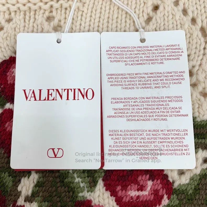 Valentino Valentino Beige cherry embroidered wool crew neck long sle Size S / US 4 / IT 40 - 6 Thumbnail