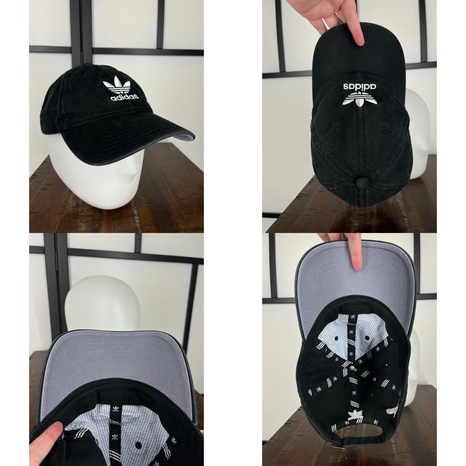 Adidas Adidas Hat Cap Adjustable One Size Black Cotton Twill Embroidered Trefoil Baseball Cap Mens Hat Size ONE SIZE - 8 Thumbnail