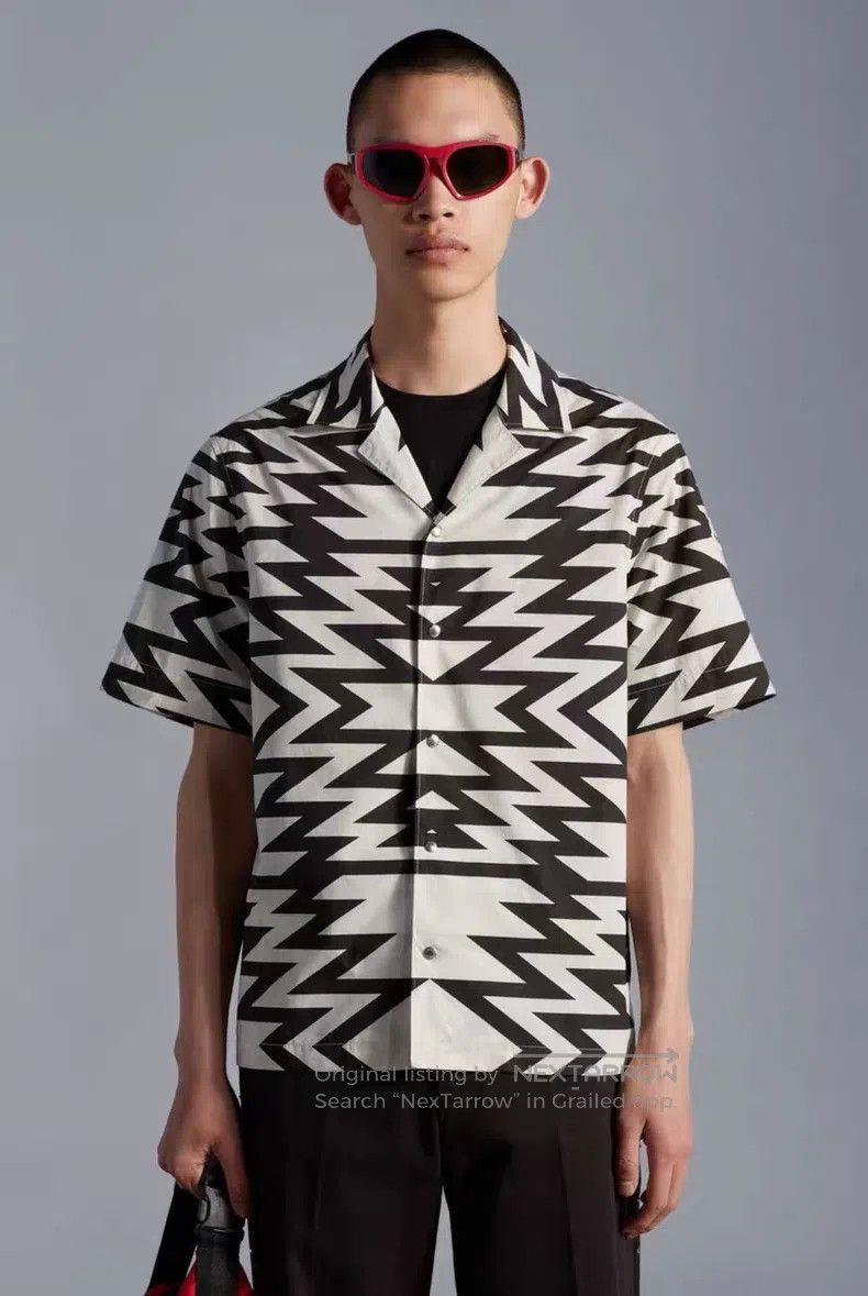 Moncler Moncler Black and White Striped Short Sleeve Shirt Size M Size US M / EU 48-50 / 2 - 7 Thumbnail