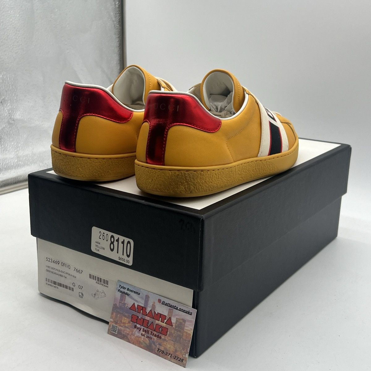 Gucci Gucci ace stripe leather yellow Size US 7.5 / EU 40-41 - 5 Thumbnail